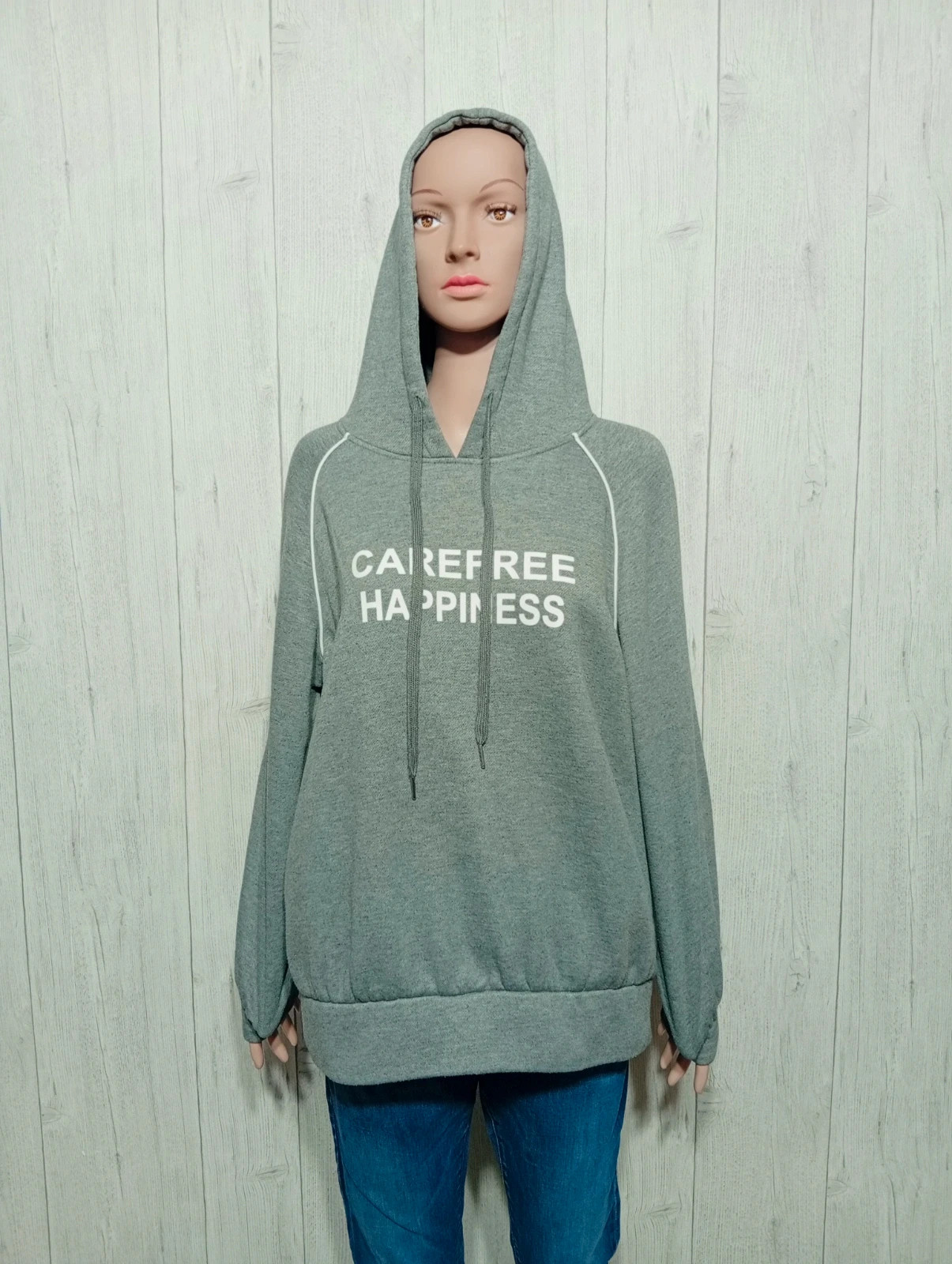 Pull à capuche femme - taille M/38 - dazy - couleur gris et blanc