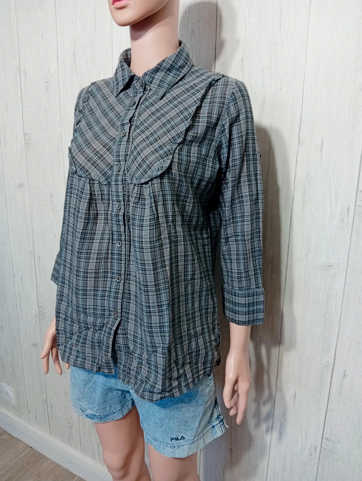 Chemisier femme - taille L/40 ( taille 3) - la city - couleur gris multicolore – La City – taille L / 40 / 12 5