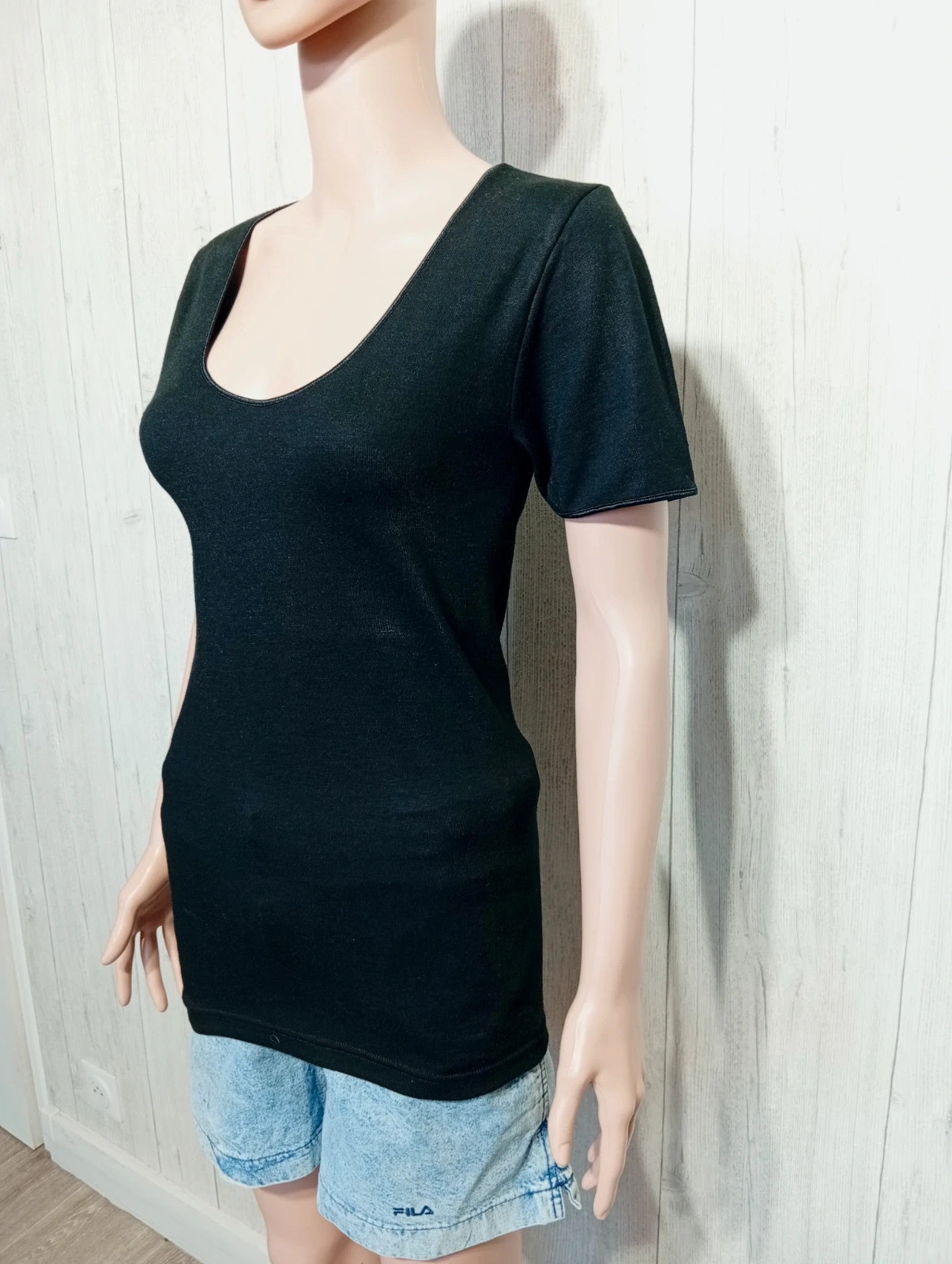 T-shirt manche courte femme - taille L/40 - babou - couleur noir – babou – taille L / 40 / 12 5