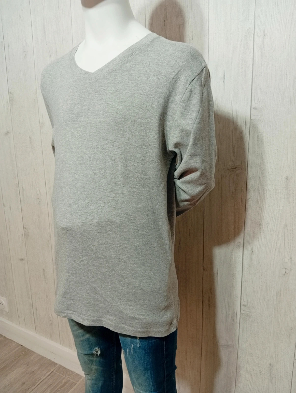 Sweat manche longue homme - taille L/40 - la halle - couleur gris – La Halle – taille L 5