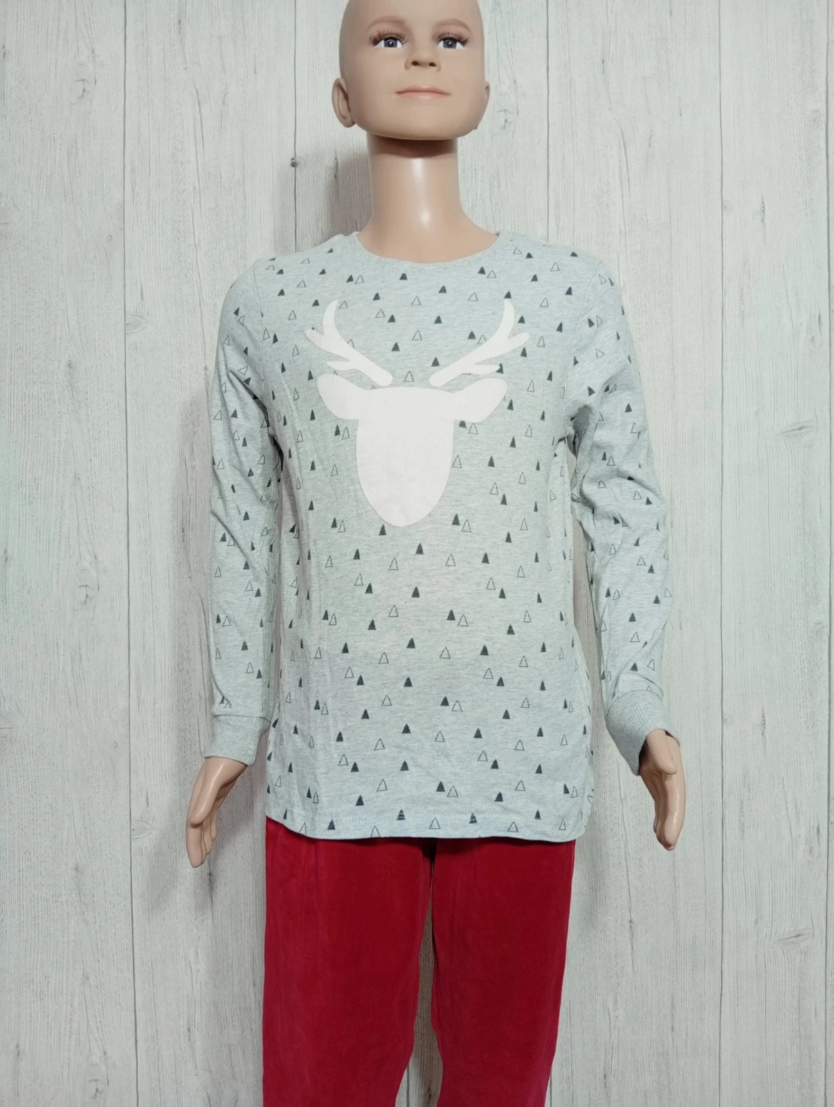 Pyjama 2pieces garcon - taille 10 ans ( 140 cm) - okaidi - couleur gris rouge blanc – Okaïdi – taille 10 ans / 140 cm 2