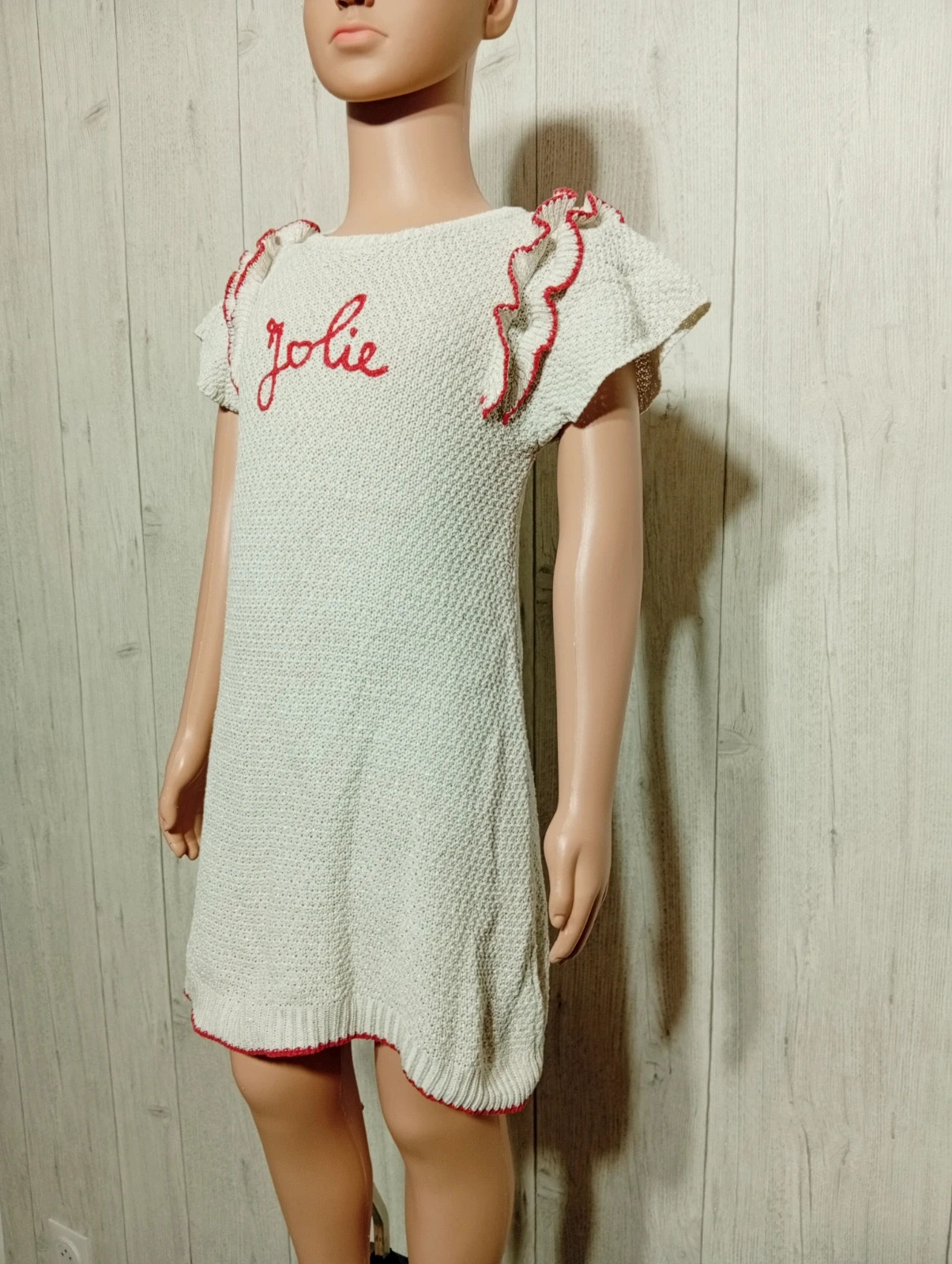 Robe fille - taille 4 ans ( 104 cm) - grain de blé - couleur creme et rouge – Grain de Blé – taille 4 ans / 104 cm 5