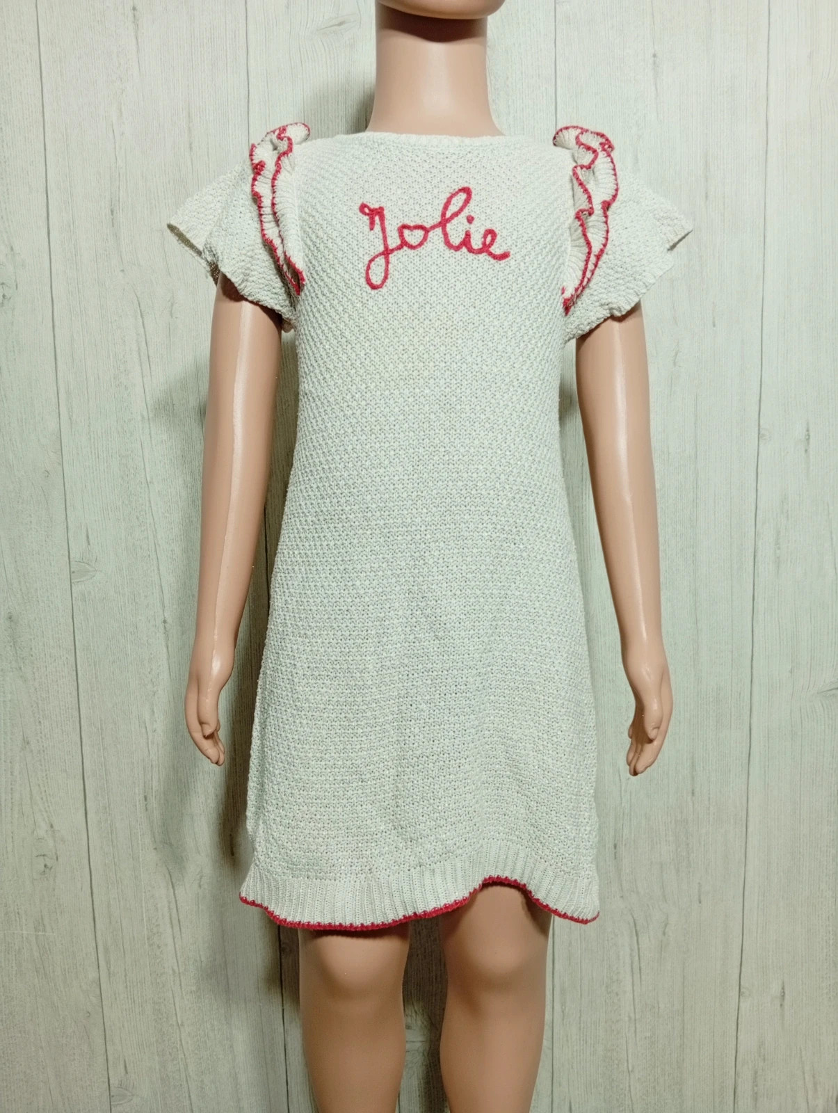 Robe fille - taille 4 ans ( 104 cm) - grain de blé - couleur creme et rouge