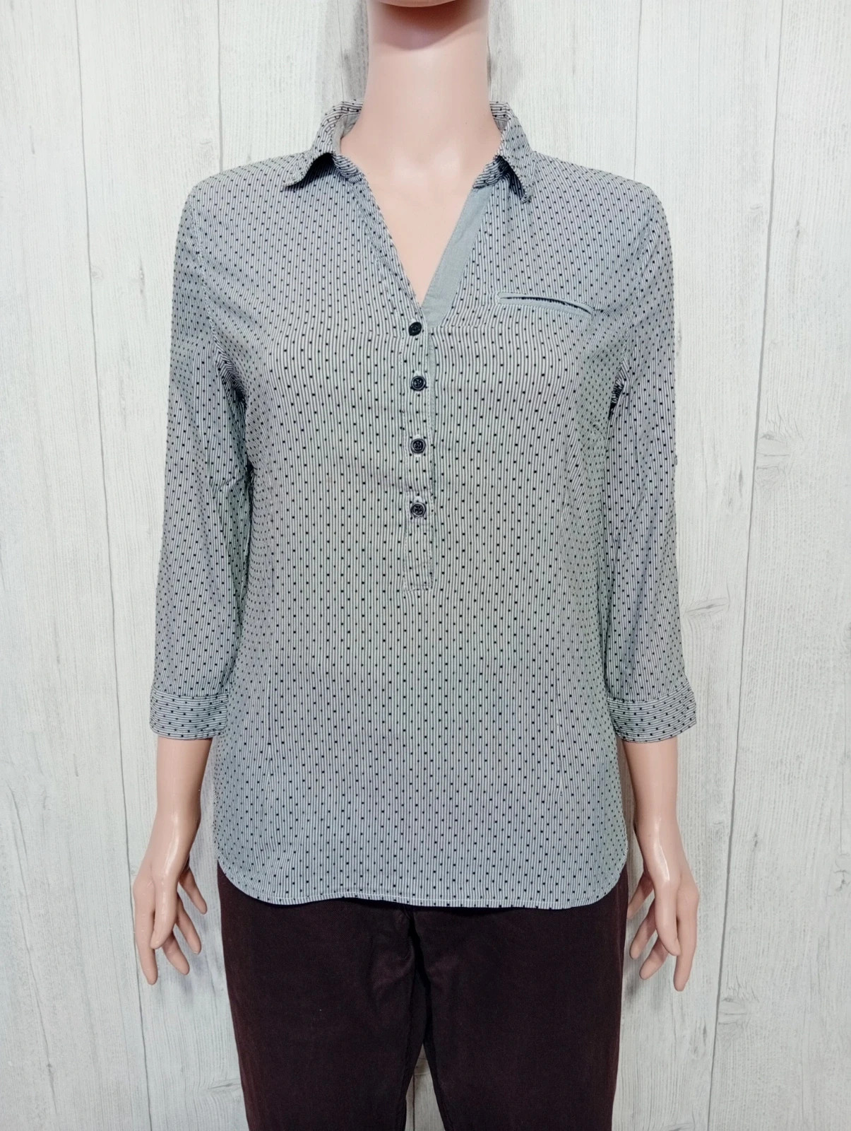 Blouse femme - taille L/40 - cache cache - couleur gris noir