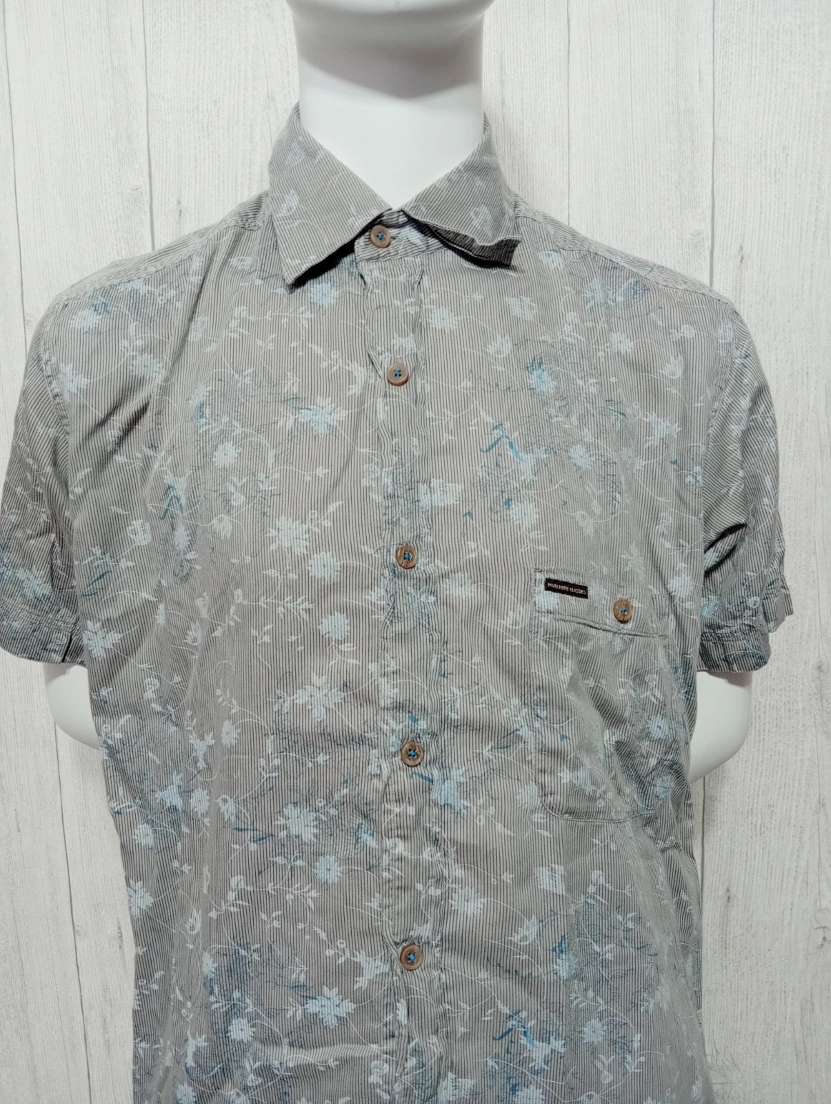 Chemise manche courte homme - taille M/38 - mcs - couleur gris blanc bleu – mcs – taille M 2