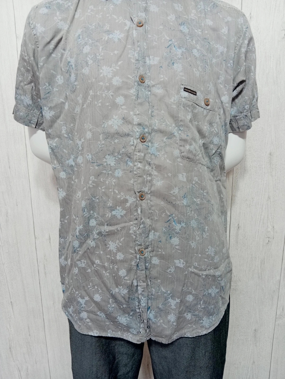 Chemise manche courte homme - taille M/38 - mcs - couleur gris blanc bleu – mcs – taille M 3