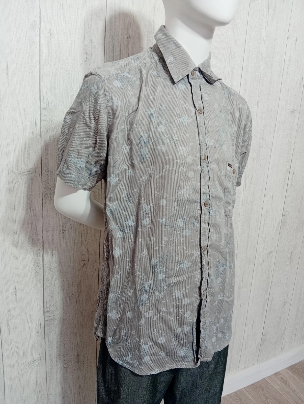 Chemise manche courte homme - taille M/38 - mcs - couleur gris blanc bleu – mcs – taille M 4