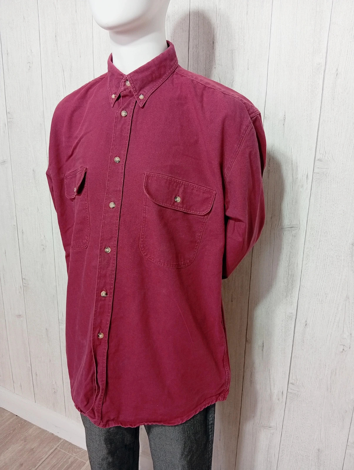 Veste Chemise en jeans homme - taille M/38 - outfitters - couleur bordeaux – Outfitters – taille M 5