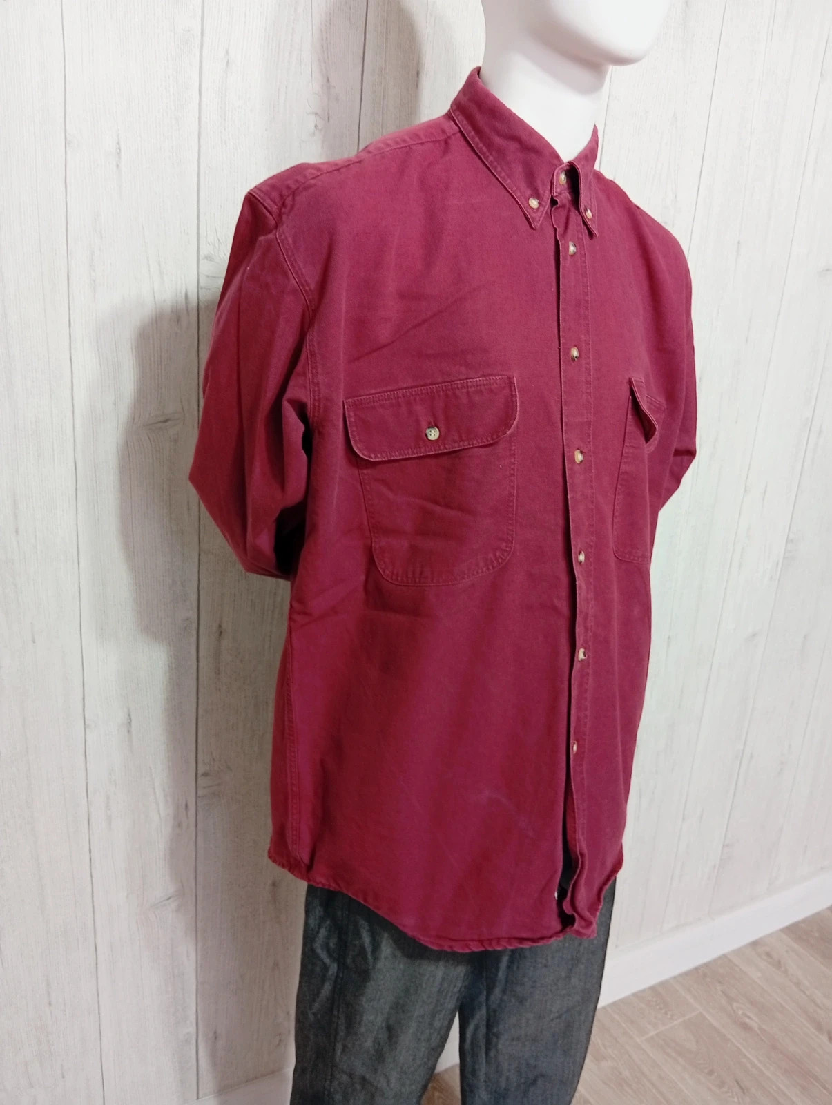 Veste Chemise en jeans homme - taille M/38 - outfitters - couleur bordeaux – Outfitters – taille M 4
