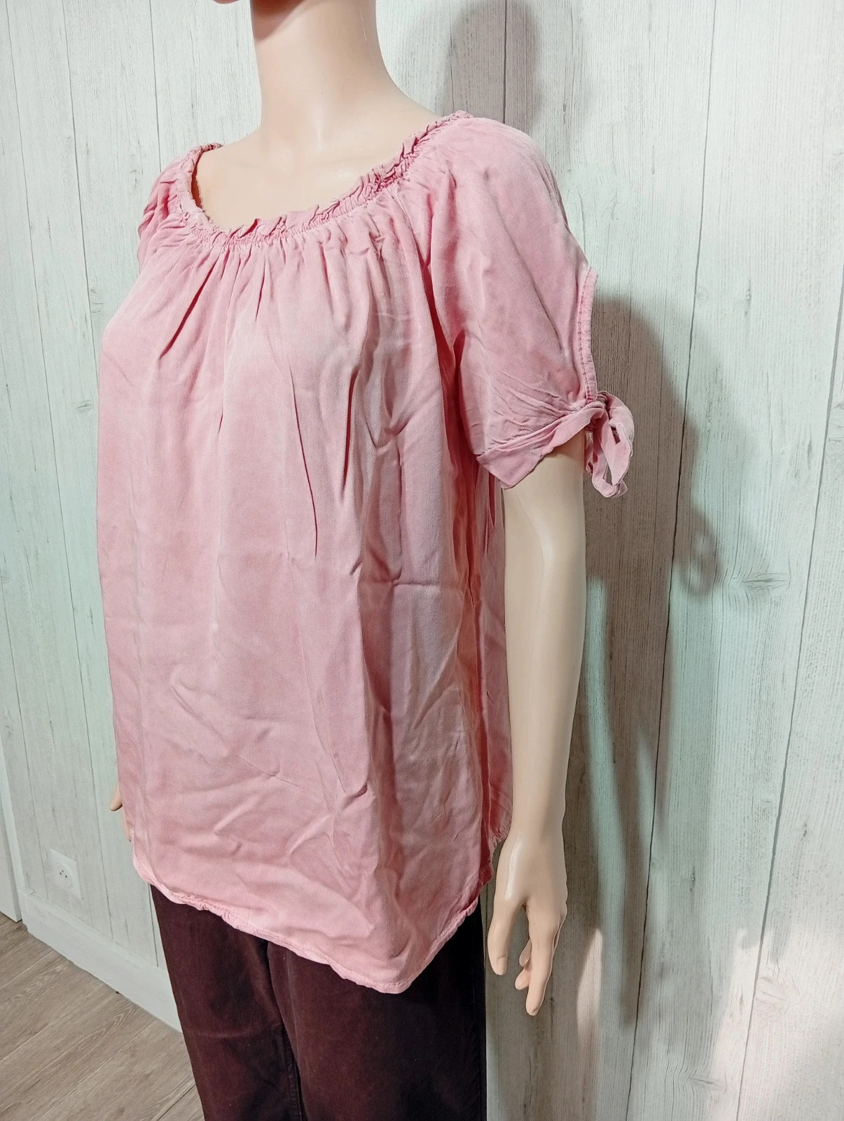 Blouse manche courte femme- taille L/40 -RIU - couleur rose – RIU – taille L / 40 / 12 5