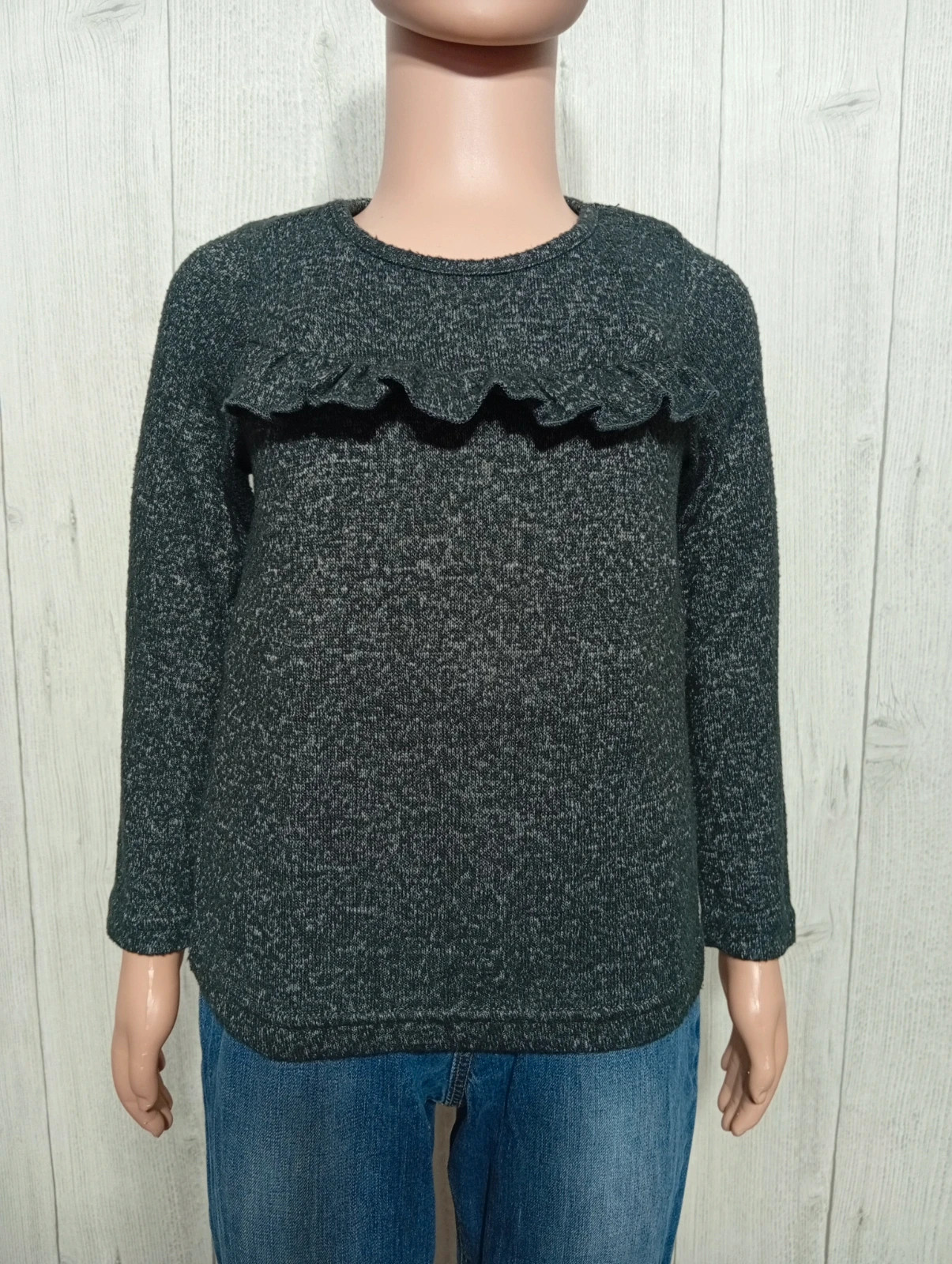 T-shirt manche longue fille - taille 3ans ( 96 cm) - la halle - couleur gris noir