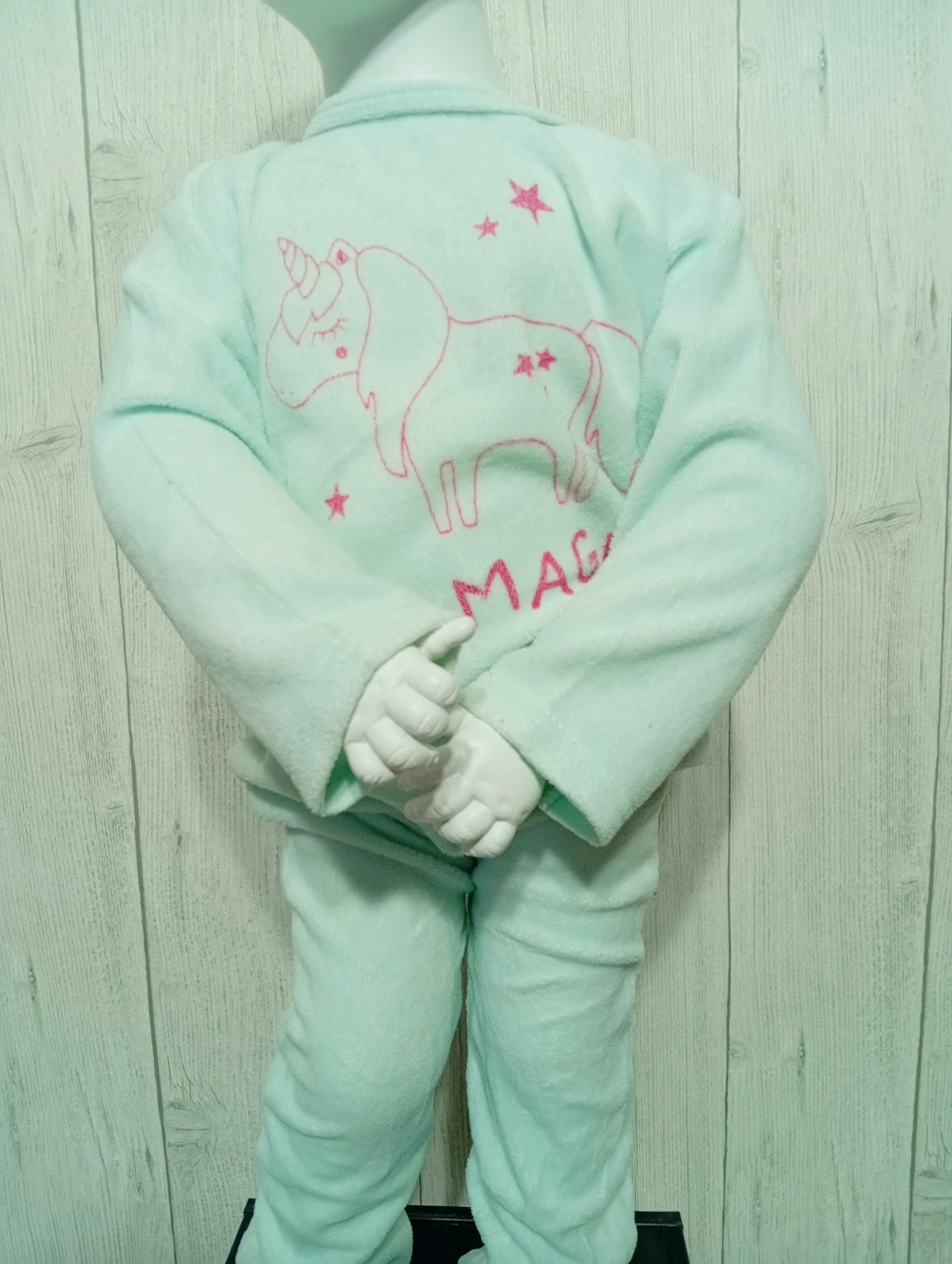 Pyjama 1piece fille - taille 3 ans ( 98 cm) -inextenso - couleur menthe et fushia – In Extenso – taille 3 ans / 98 cm 2