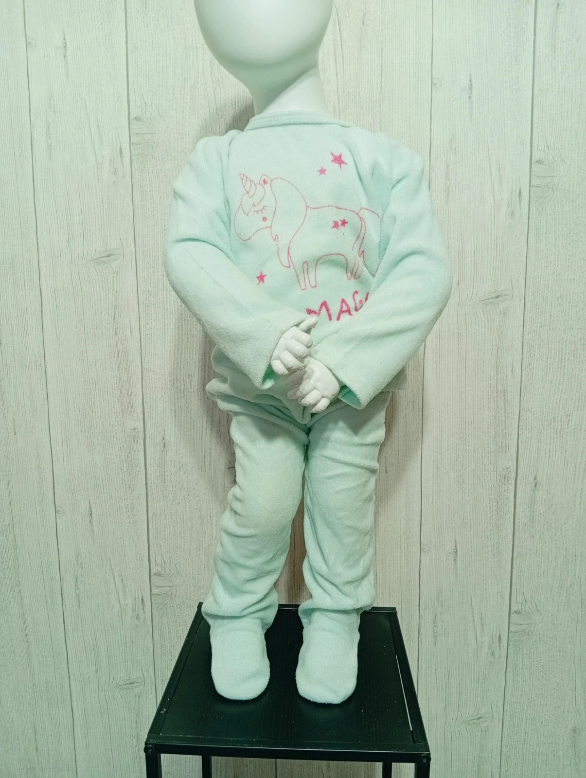 Pyjama 1piece fille - taille 3 ans ( 98 cm) -inextenso - couleur menthe et fushia – In Extenso – taille 3 ans / 98 cm