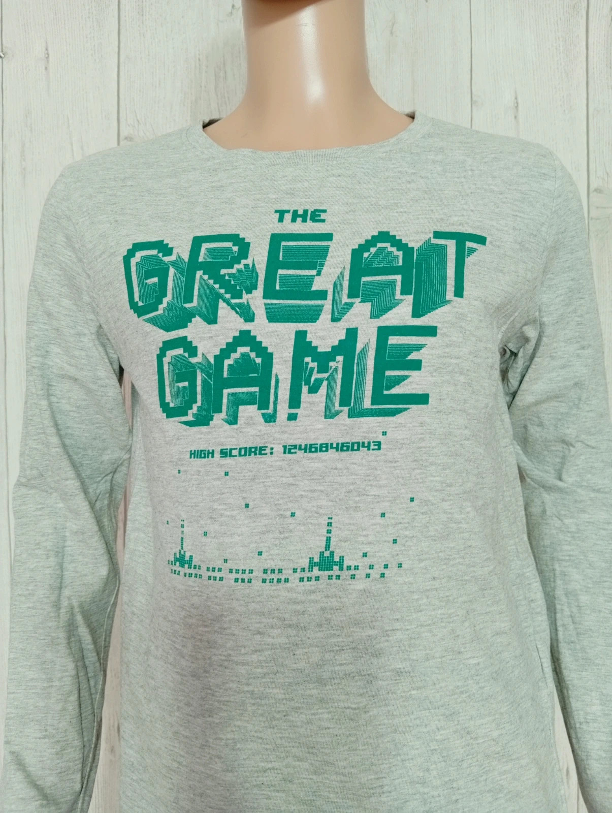 T-shirt manche longue garcon - taille 10 ans ( 138/143 cm)- Kiabi - couleur gris et vert – Kiabi – taille 10 ans / 140 cm 2