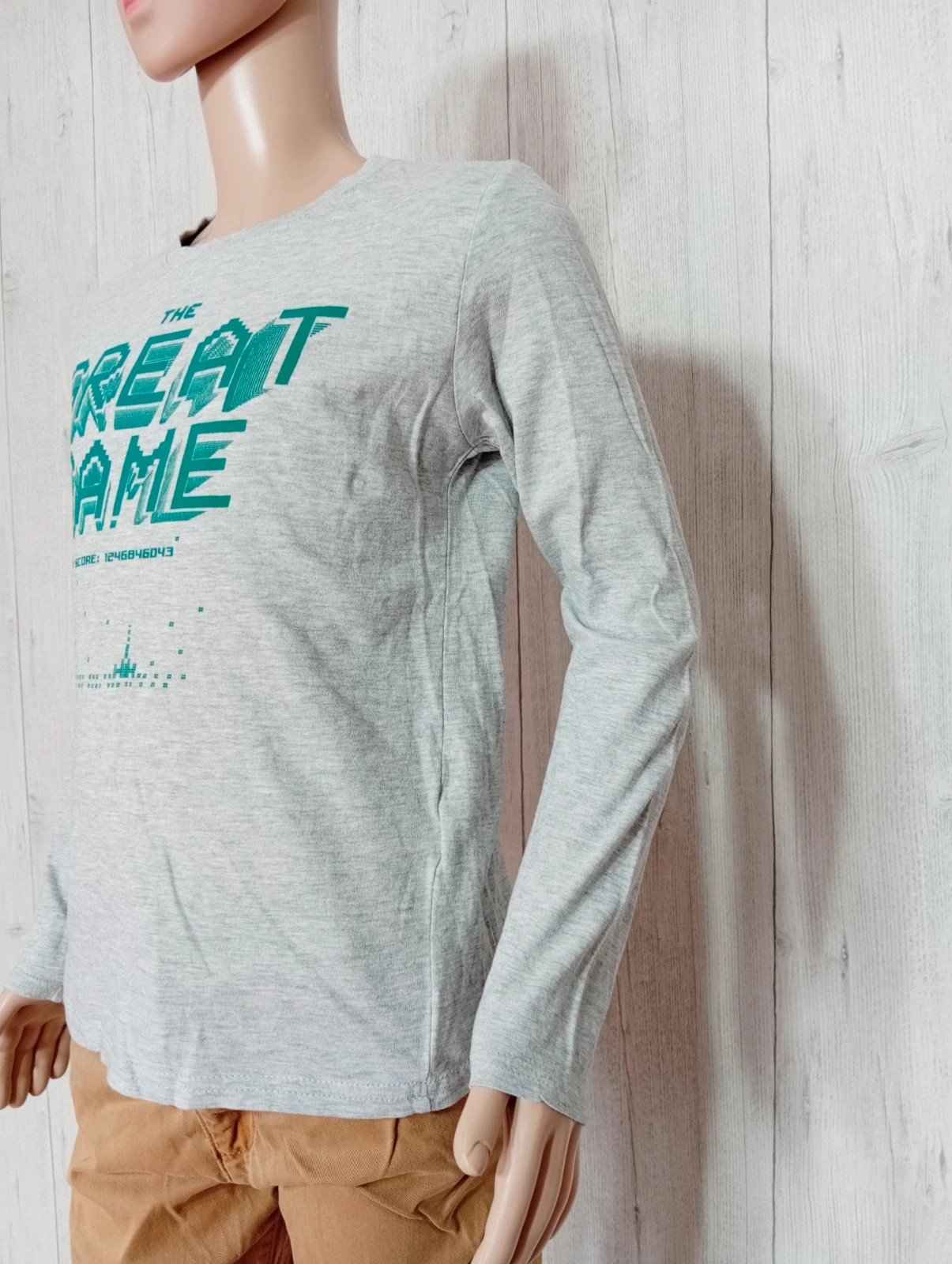 T-shirt manche longue garcon - taille 10 ans ( 138/143 cm)- Kiabi - couleur gris et vert – Kiabi – taille 10 ans / 140 cm 5