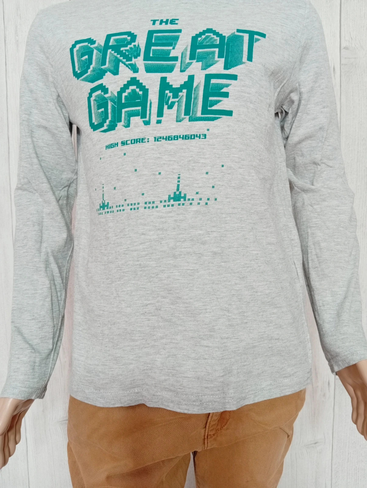 T-shirt manche longue garcon - taille 10 ans ( 138/143 cm)- Kiabi - couleur gris et vert – Kiabi – taille 10 ans / 140 cm 3