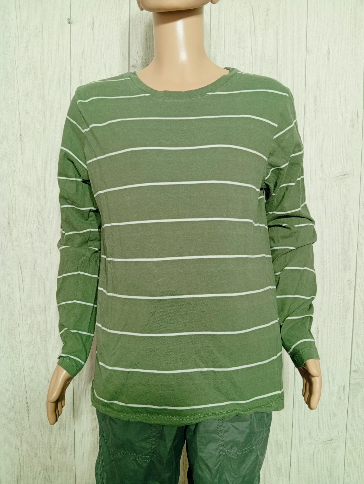 T-shirt manches longues garcon - taille 11/12 ans ( 146/152 cm) - H&M - couleur vert foncé et blanc – H&M – taille 11 ans / 146 cm