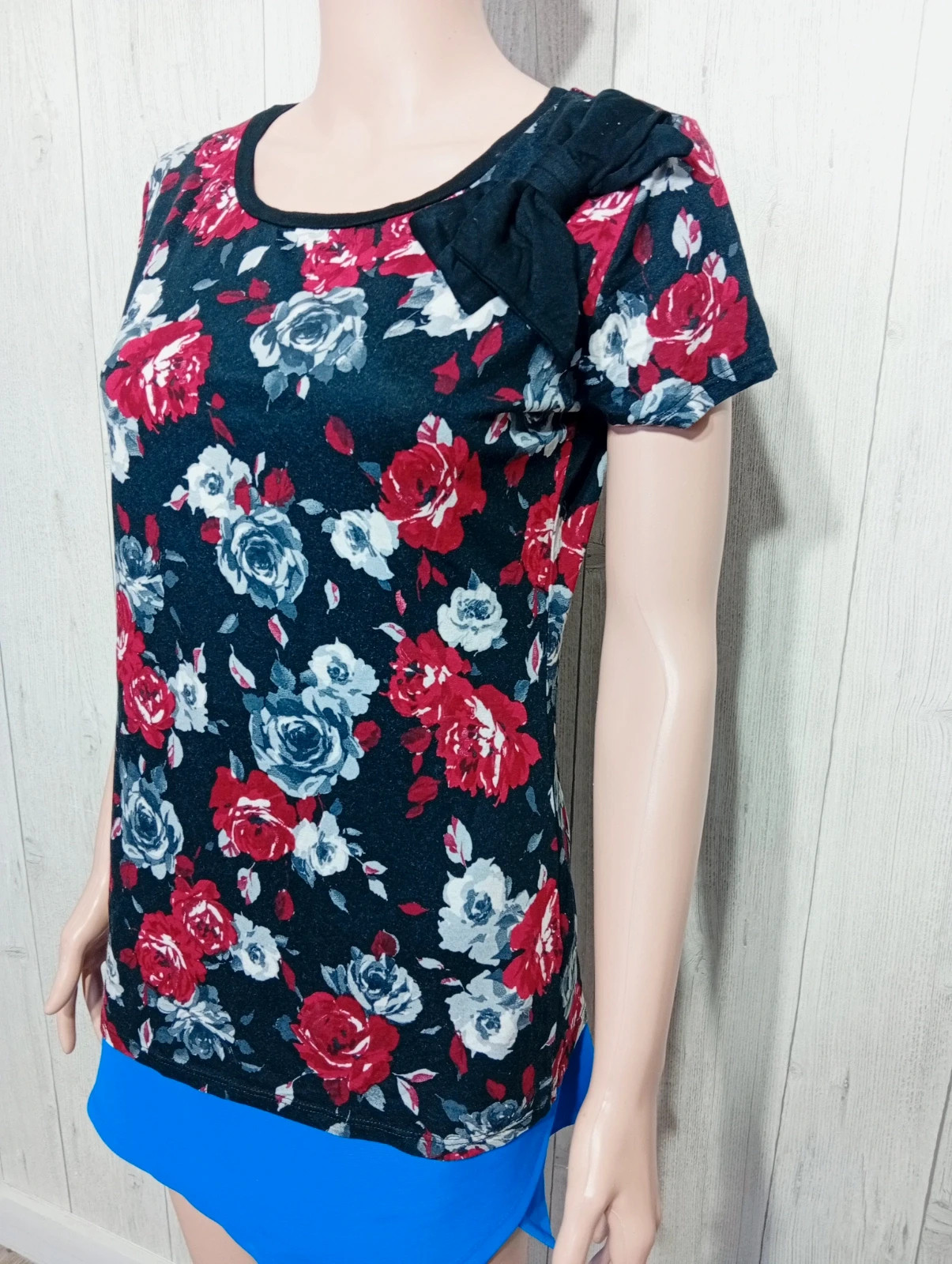 Blouse femme - taille L/40 ( taille 3) - cache cache - couleur noir rouge gris – Cache Cache – taille L / 40 / 12 5