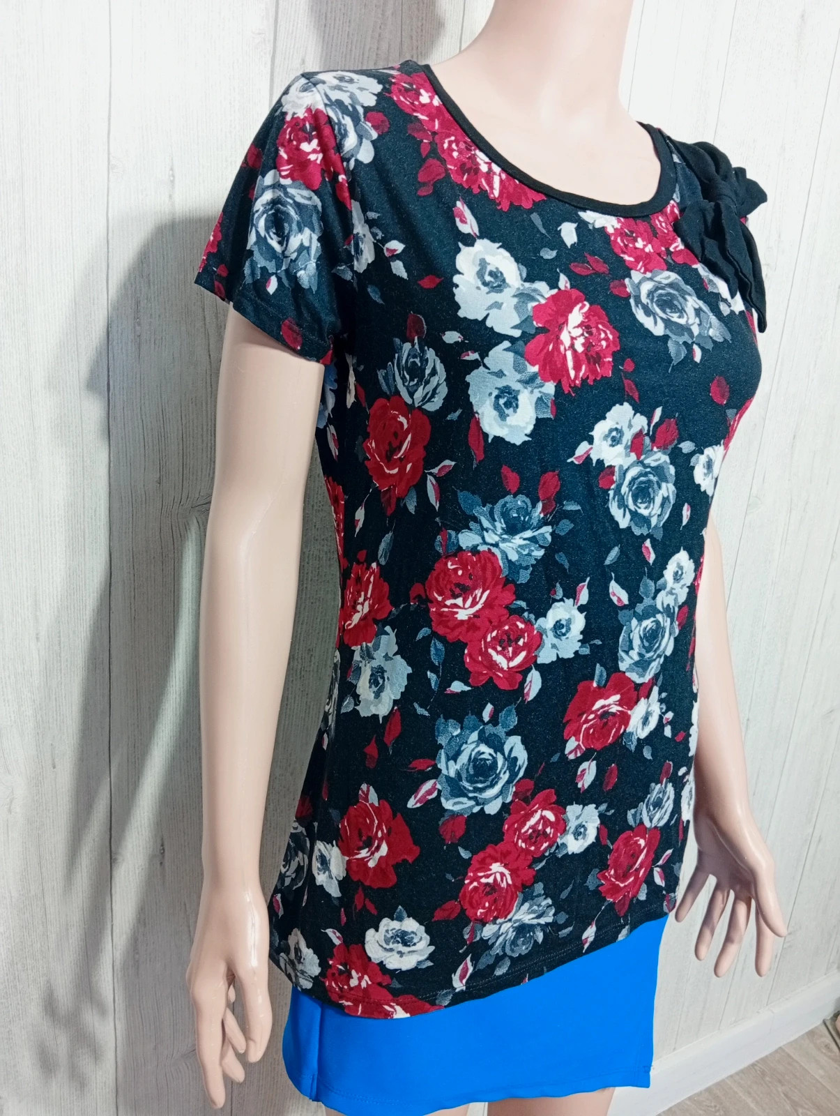 Blouse femme - taille L/40 ( taille 3) - cache cache - couleur noir rouge gris – Cache Cache – taille L / 40 / 12 4