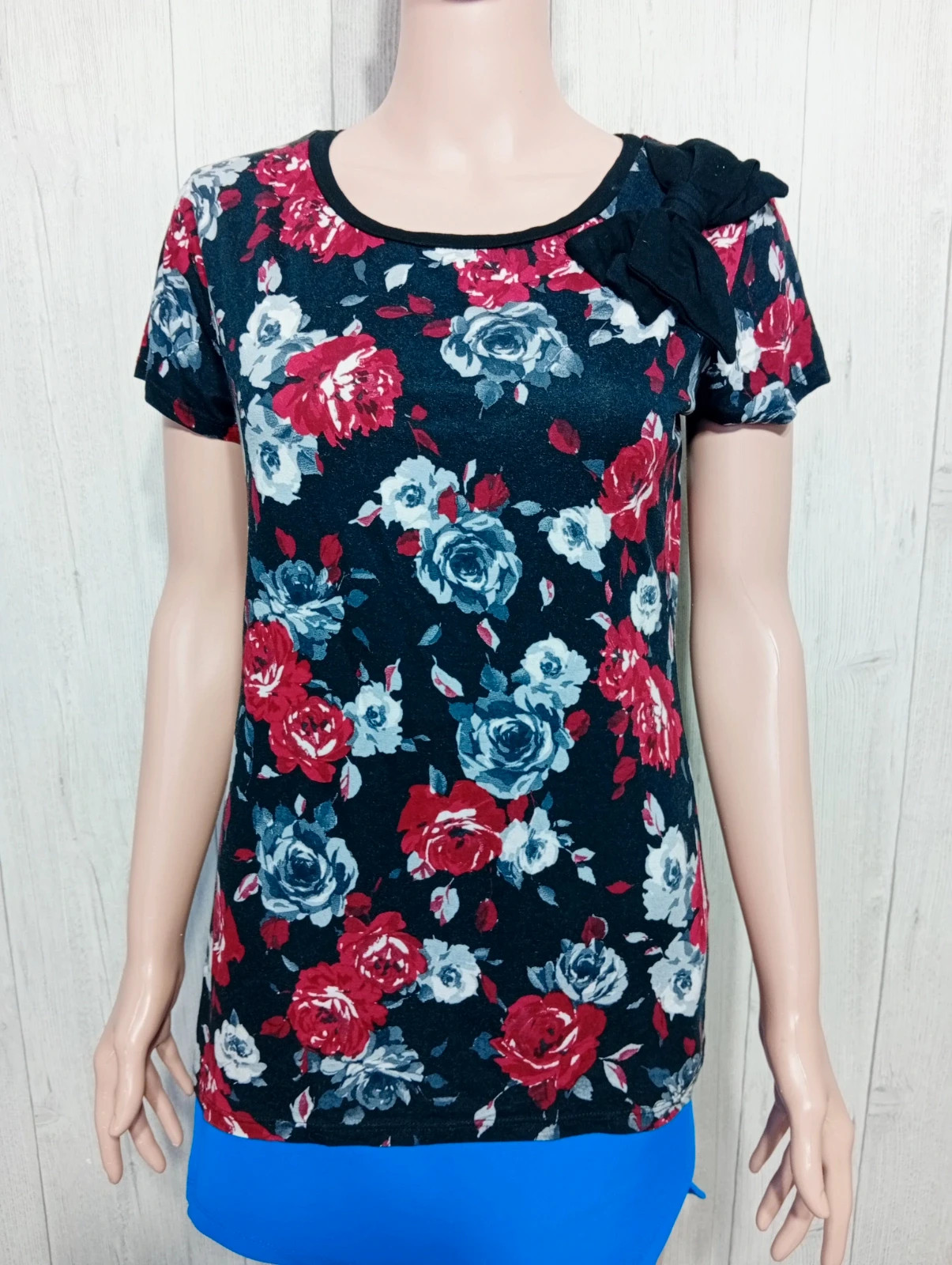 Blouse femme - taille L/40 ( taille 3) - cache cache - couleur noir rouge gris