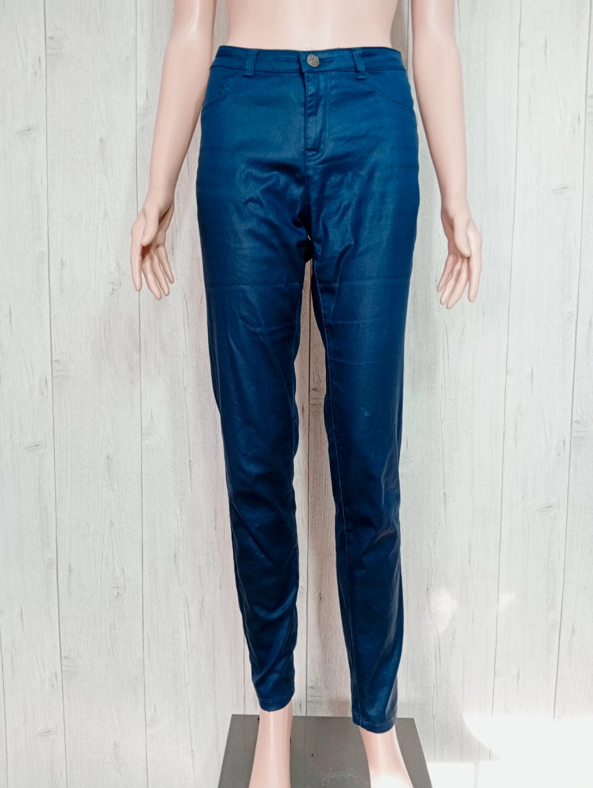Jean en cuir femme - taille M/38 - Naf Naf - couleur marine