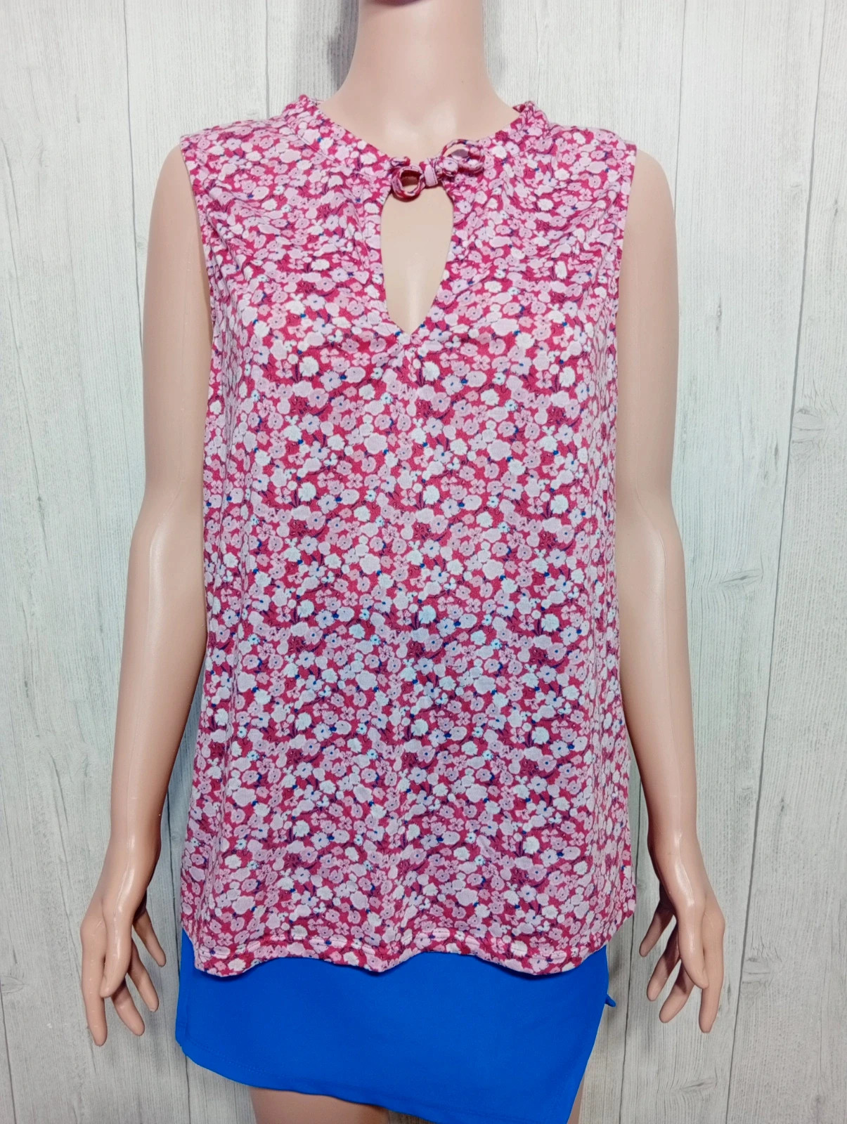 Blouse femme - taille L/40 - couleur rouge rose blanc