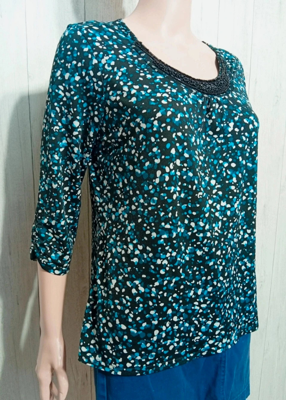 Blouse femme - Taille L/40 - Armand thiery - couleur turquoise et noir – Armand Thiery – taille L / 40 / 12 5
