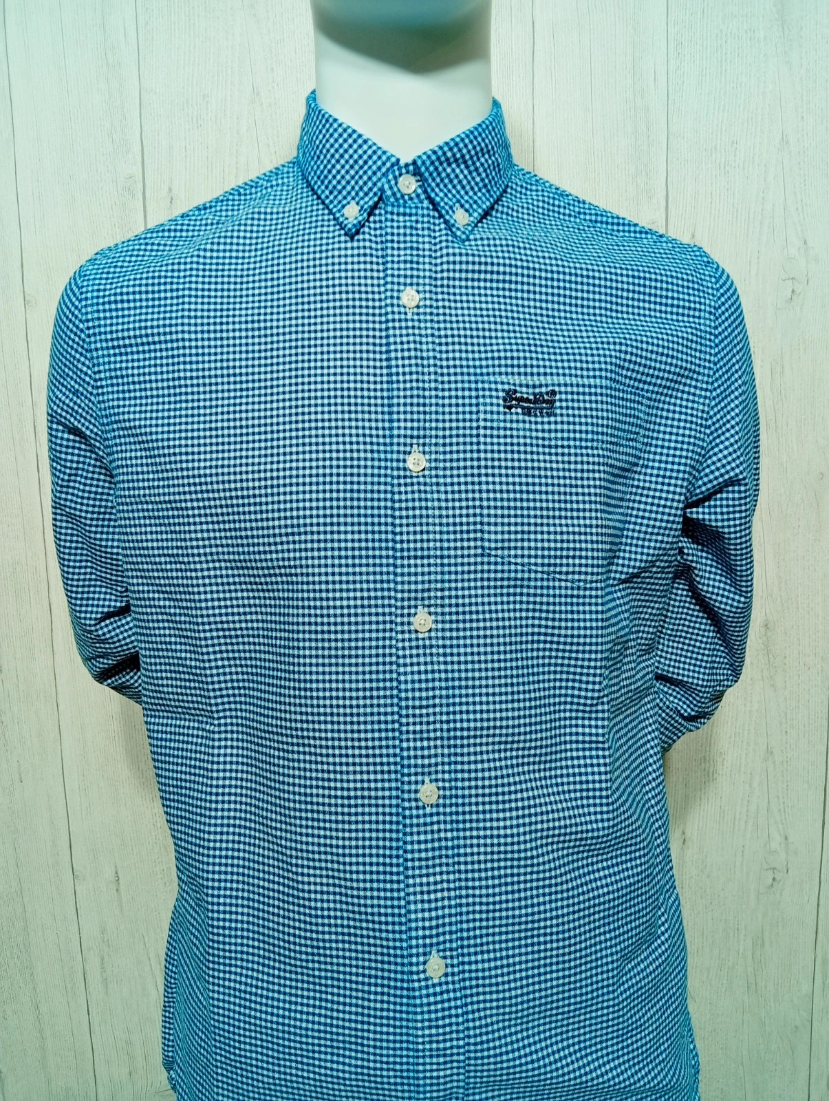 Chemise à carreaux homme - Taille S/36 - superdry - couleur bleu et blanc – Superdry – taille S 2