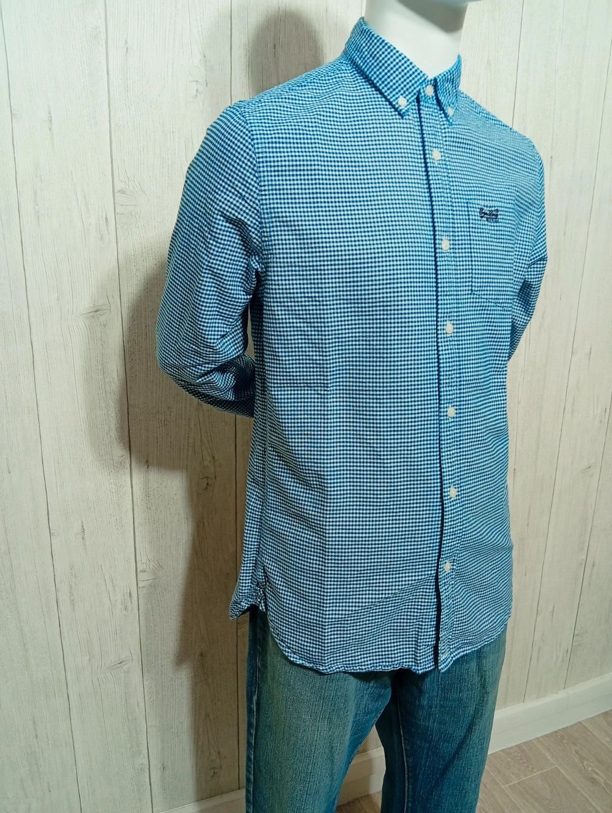 Chemise à carreaux homme - Taille S/36 - superdry - couleur bleu et blanc – Superdry – taille S 4