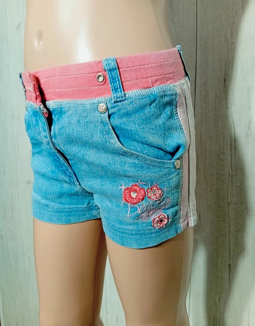 Short en jean fille - Taille 8 ans - Beatch- couleur bleu et rose – Beach – taille 8 ans / 128 cm 3