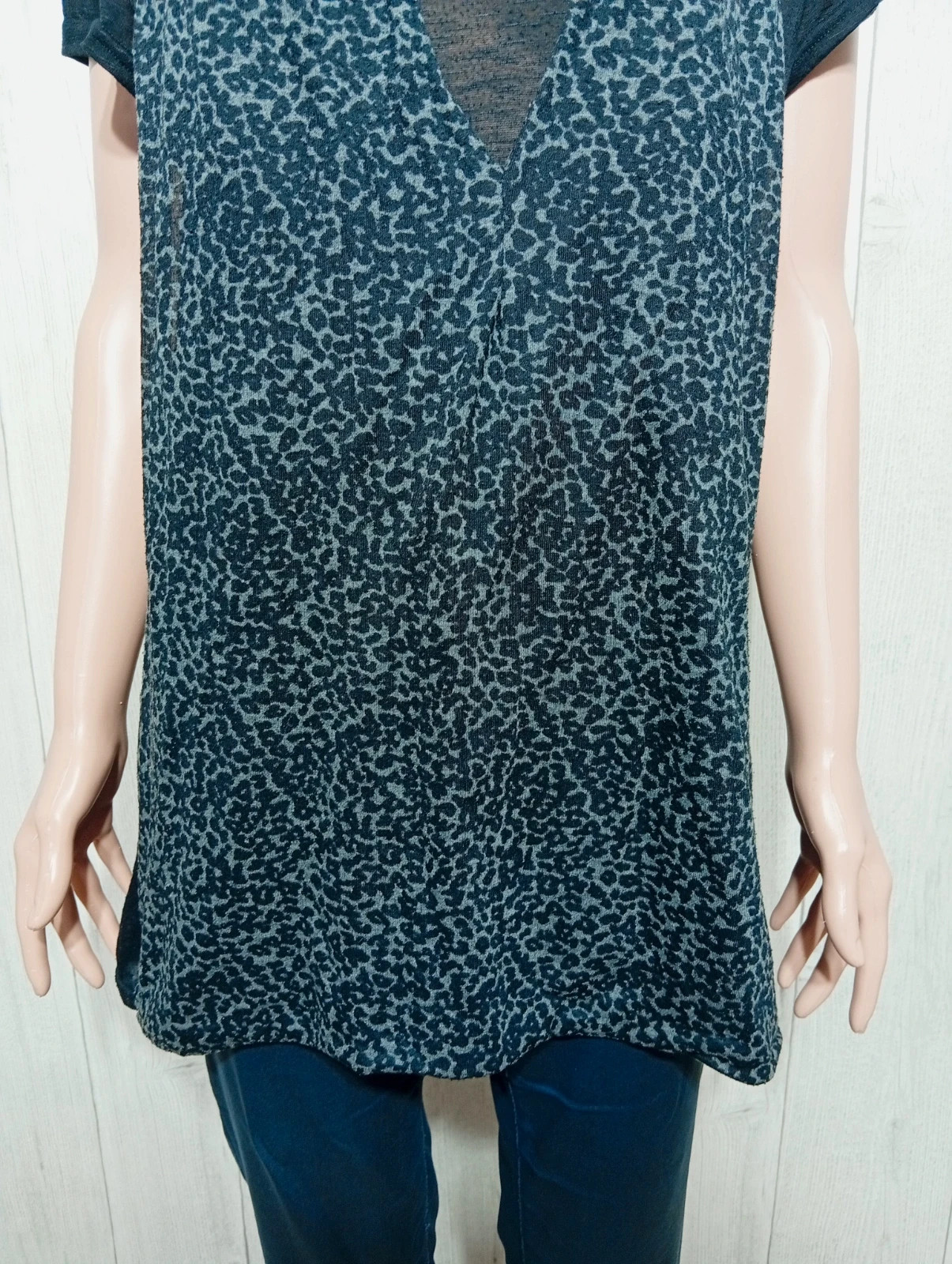 Blouse manche courtefemme- Taille L/40 ( taille 3 ) - couleur noir gris – taille L / 40 / 12 3