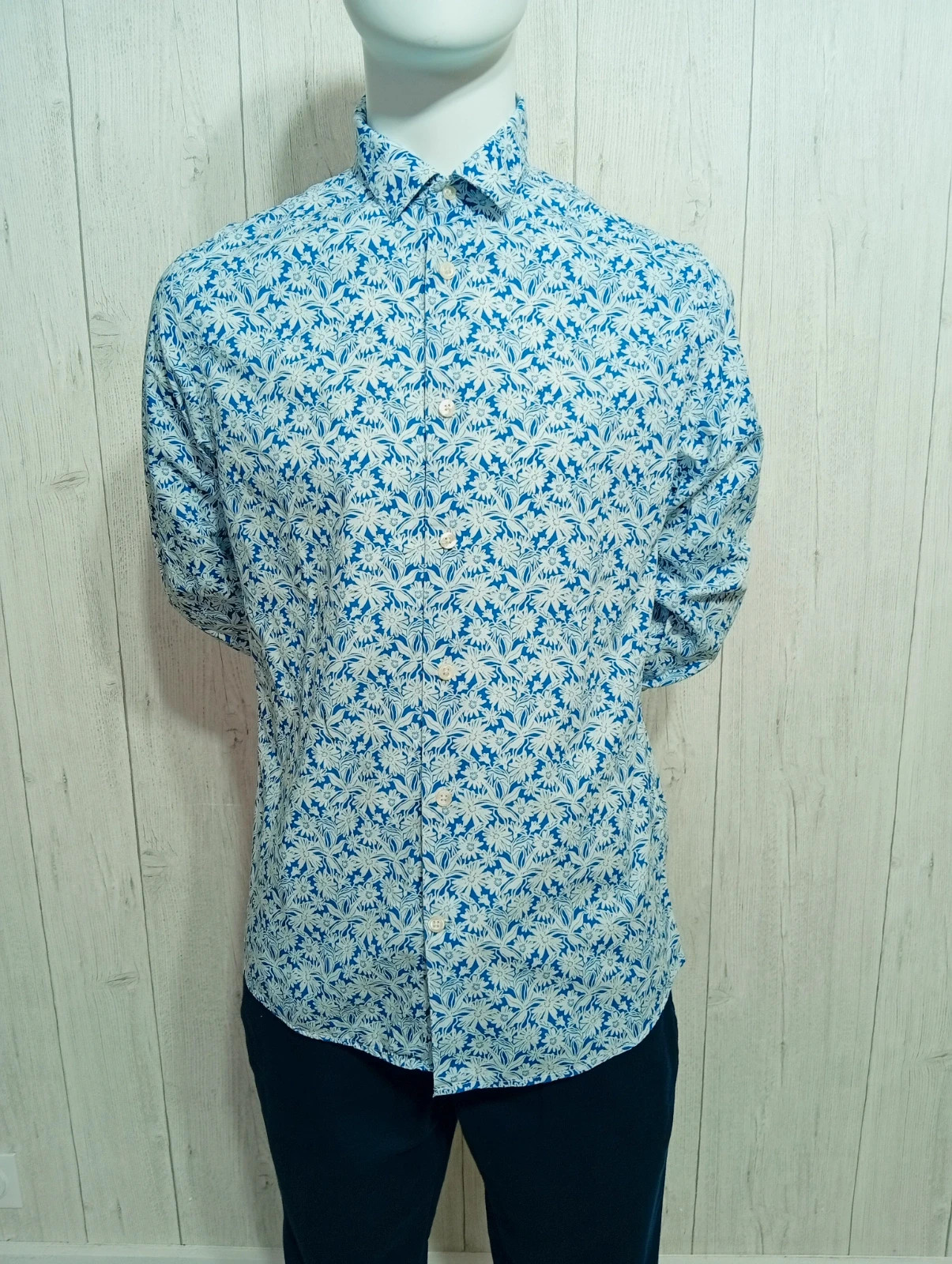 Chemise homme - Taille S/36 - celio- couleur bleu et blanc