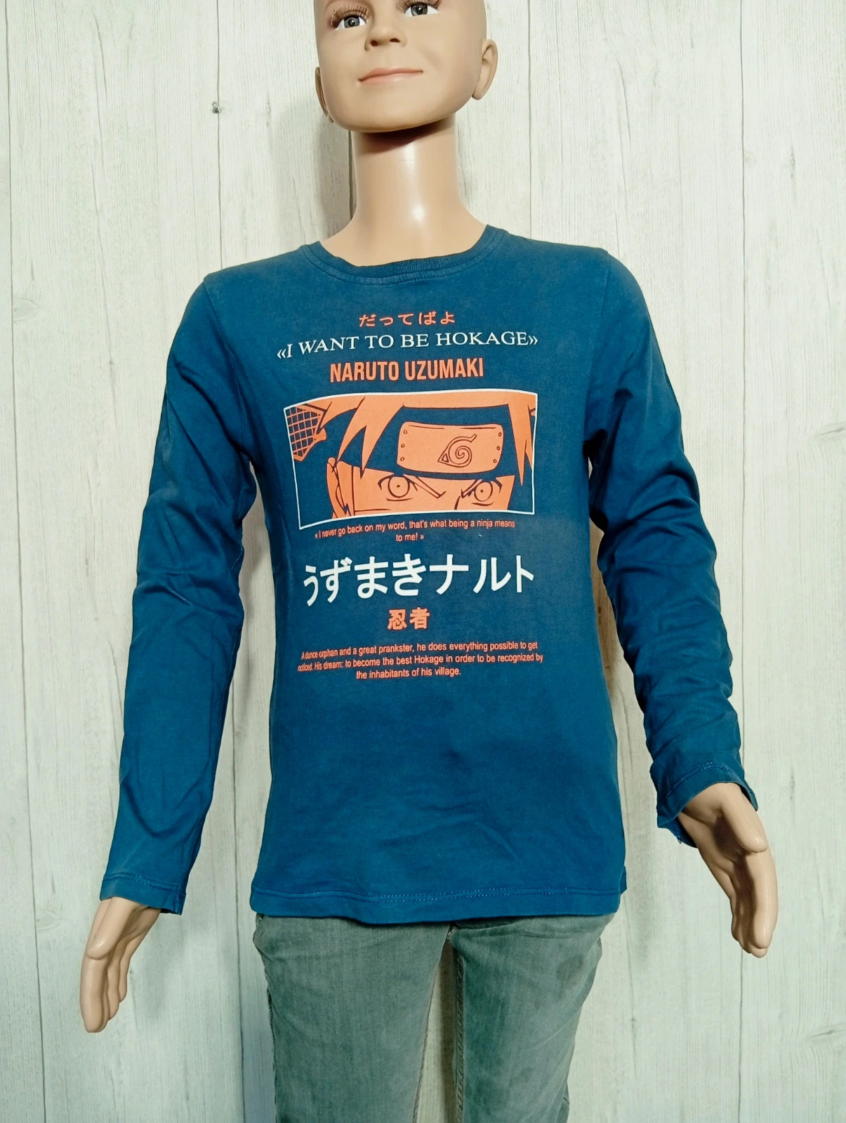 T-shirt manche longue garcon- Taille 10 ans - naruto - couleur marine et orange