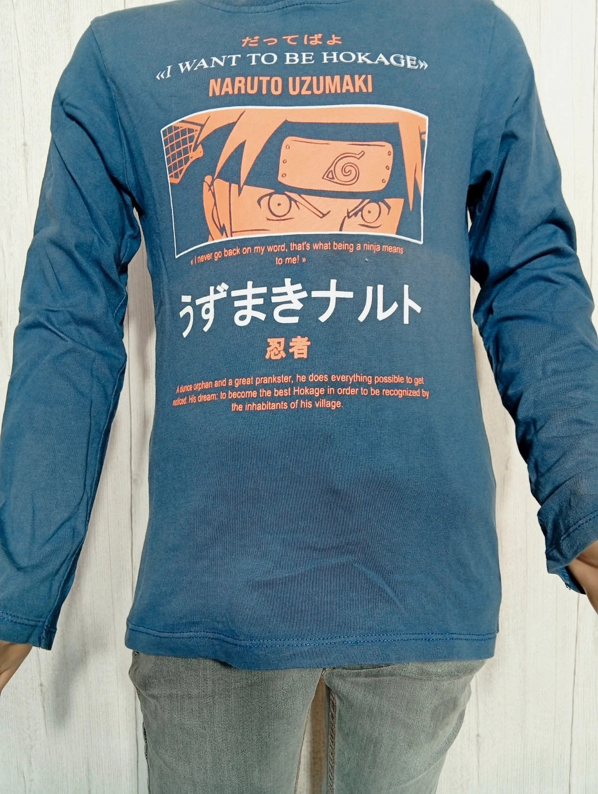 T-shirt manche longue garcon- Taille 10 ans - naruto - couleur marine et orange – Naruto – taille 10 ans / 140 cm 3