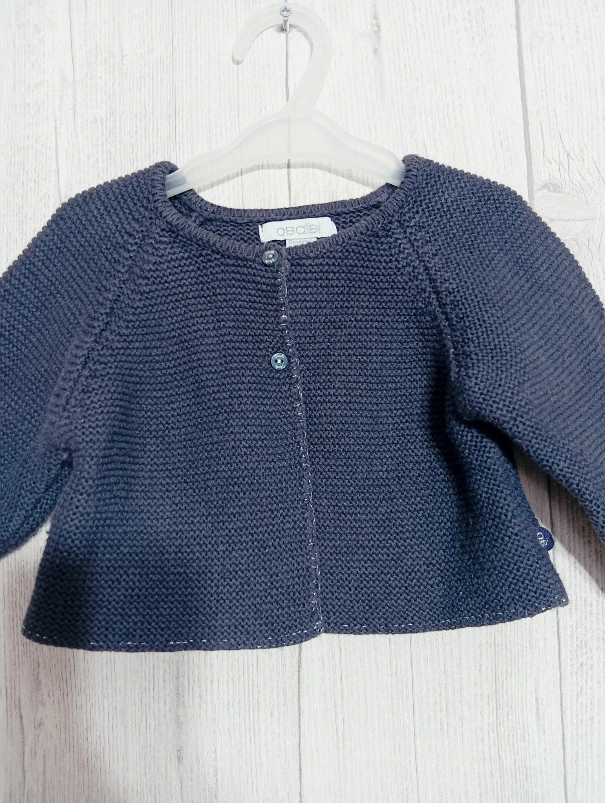 Gilet fille- taille 3 mois ( 59 cm) - obaibi - couleur marine – Obaïbi – taille 1-3 mois / 56 cm 2