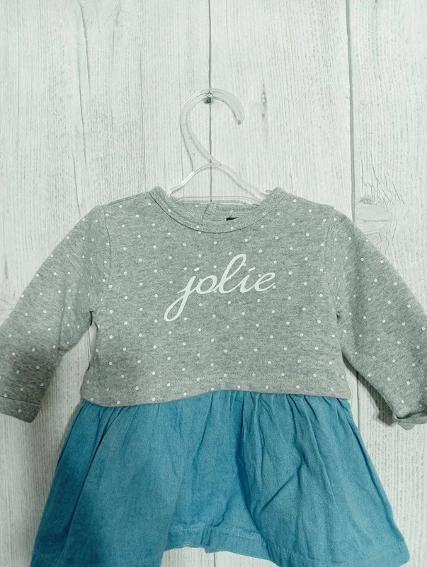 robe fille - taille 3 mois ( 56/62 cm) - kiabi - couleur gris blanc et bleu – Kiabi – taille 3-6 mois / 62 cm 2