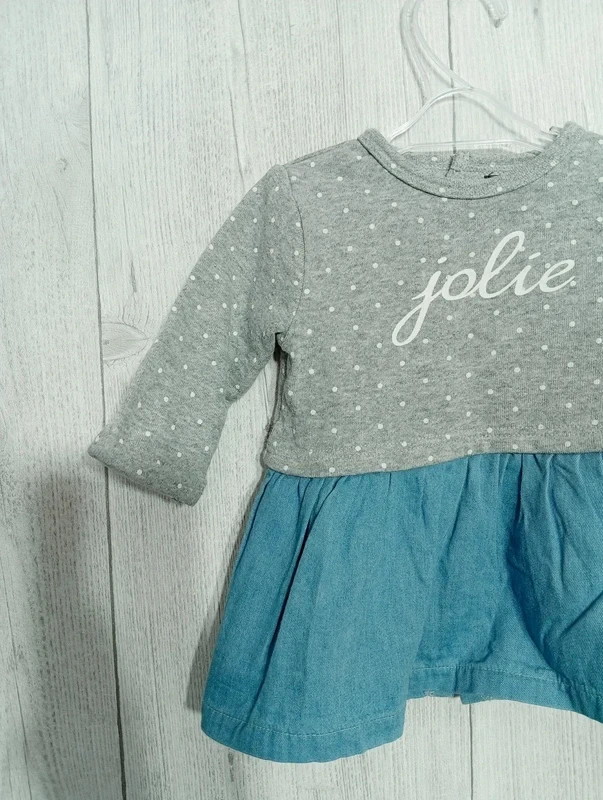 robe fille - taille 3 mois ( 56/62 cm) - kiabi - couleur gris blanc et bleu – Kiabi – taille 3-6 mois / 62 cm 4