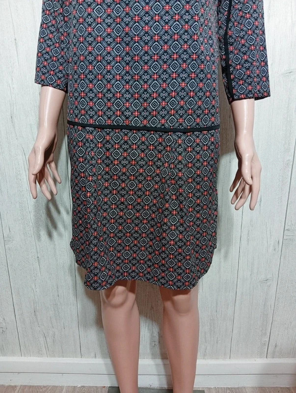 robe casual femme - taille L/40 - Ucollection - couleur noir blanc et rouge – U Collection – taille L / 40 / 12 3