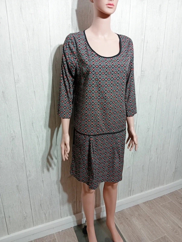 robe casual femme - taille L/40 - Ucollection - couleur noir blanc et rouge – U Collection – taille L / 40 / 12 4
