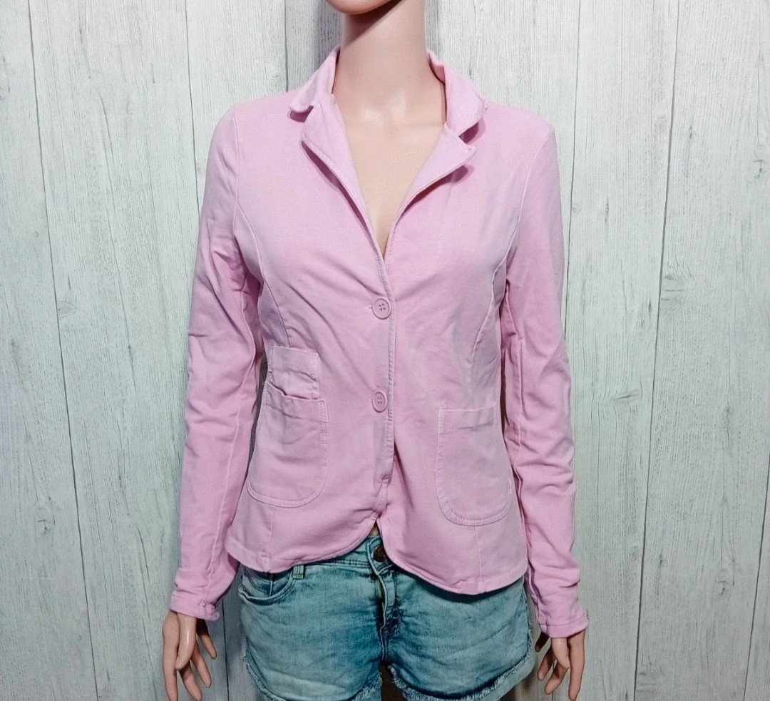 Blazer femme - Taille M/38- made in intaly -couleur rose avec strass argente