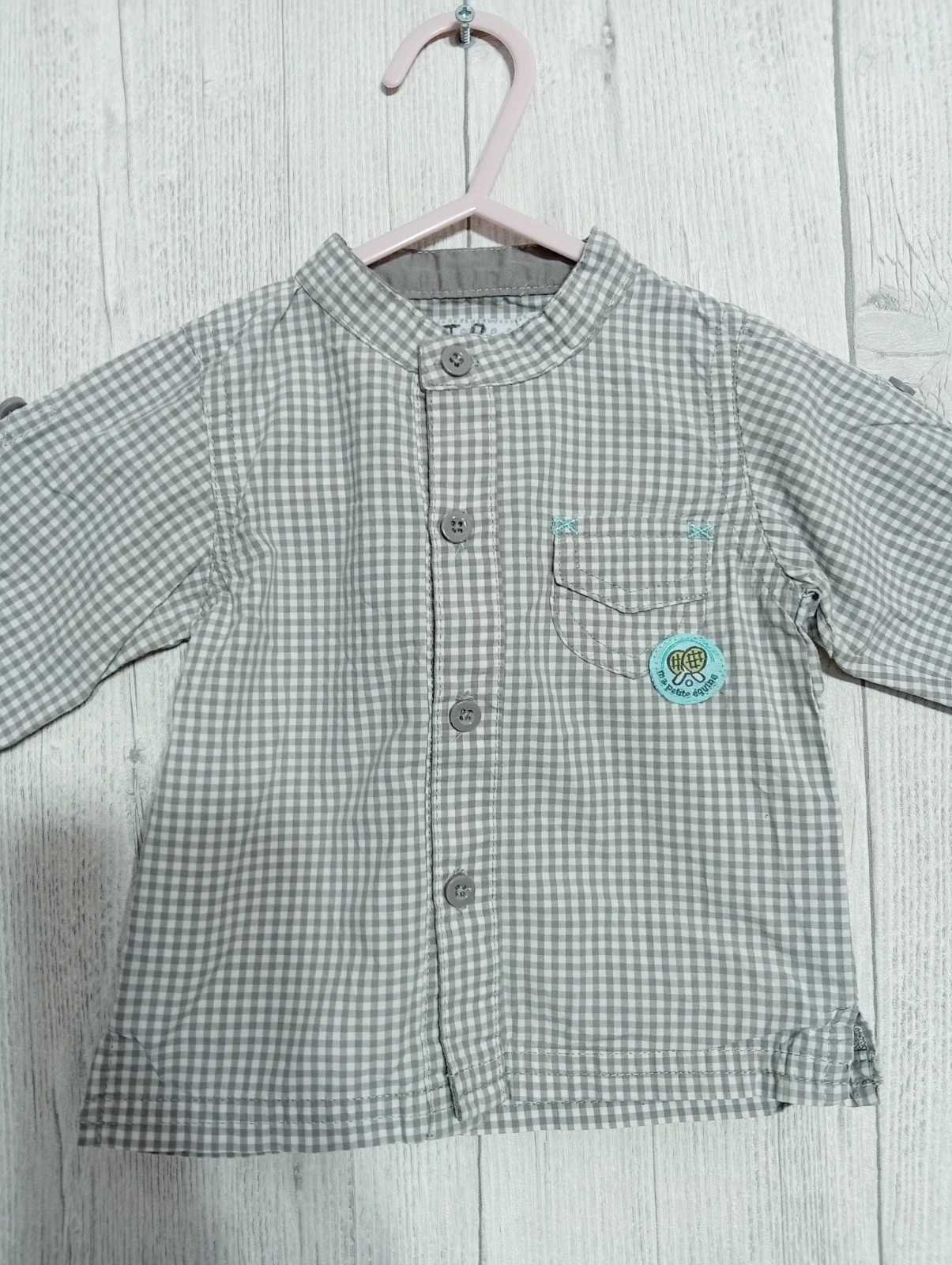 Chemise garcon- taille 3 mois - petit kimbaloo - couleur gris et blanc – Petit Kimbaloo – taille 3-6 mois / 62 cm 2