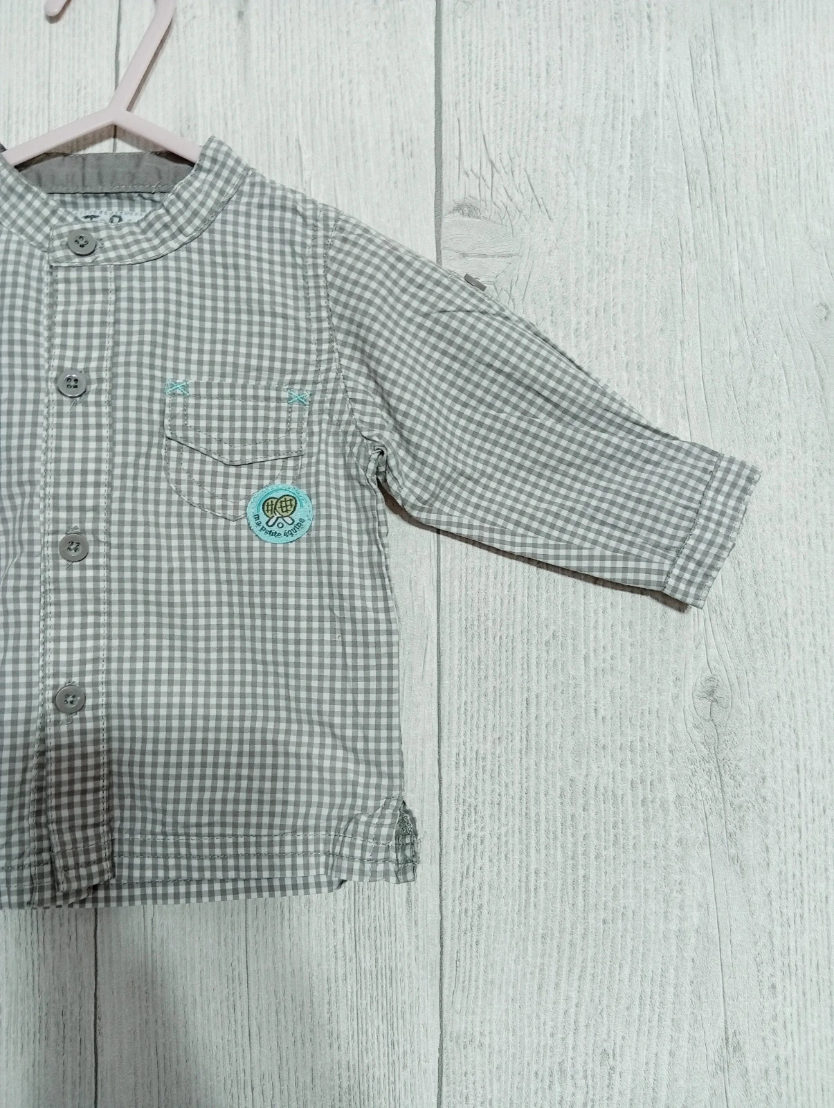 Chemise garcon- taille 3 mois - petit kimbaloo - couleur gris et blanc – Petit Kimbaloo – taille 3-6 mois / 62 cm 4