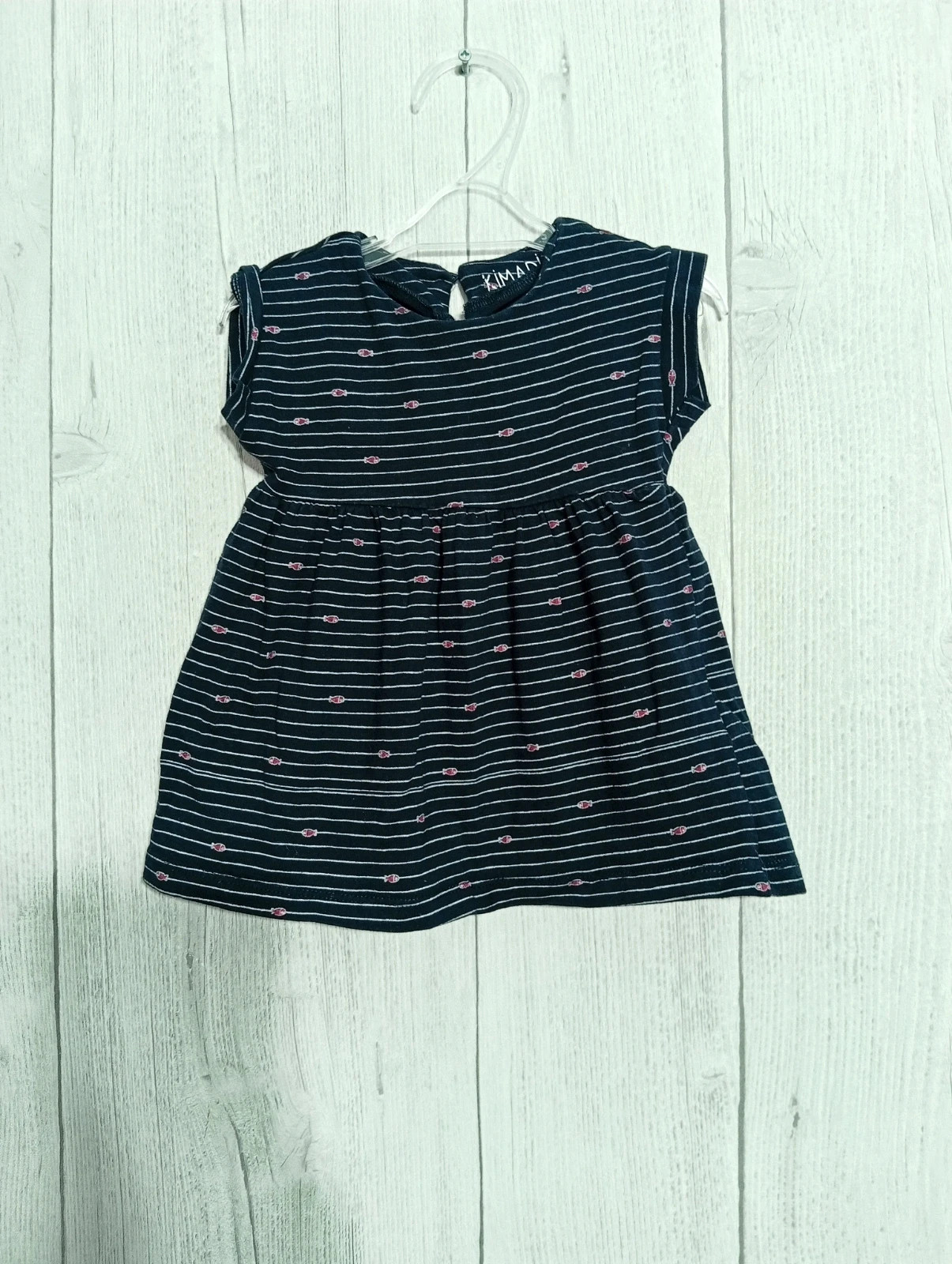 Robe courte fille - Taille 3 mois - kimadi- couleur marine blanc rouge