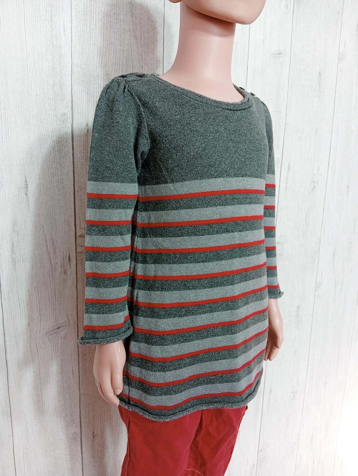 Robe courte fille- Taille 4 ans ( 102 cm) - tape a loeil- Couleur gris et rouge – Tape à l'œil – taille 4 ans / 104 cm 4