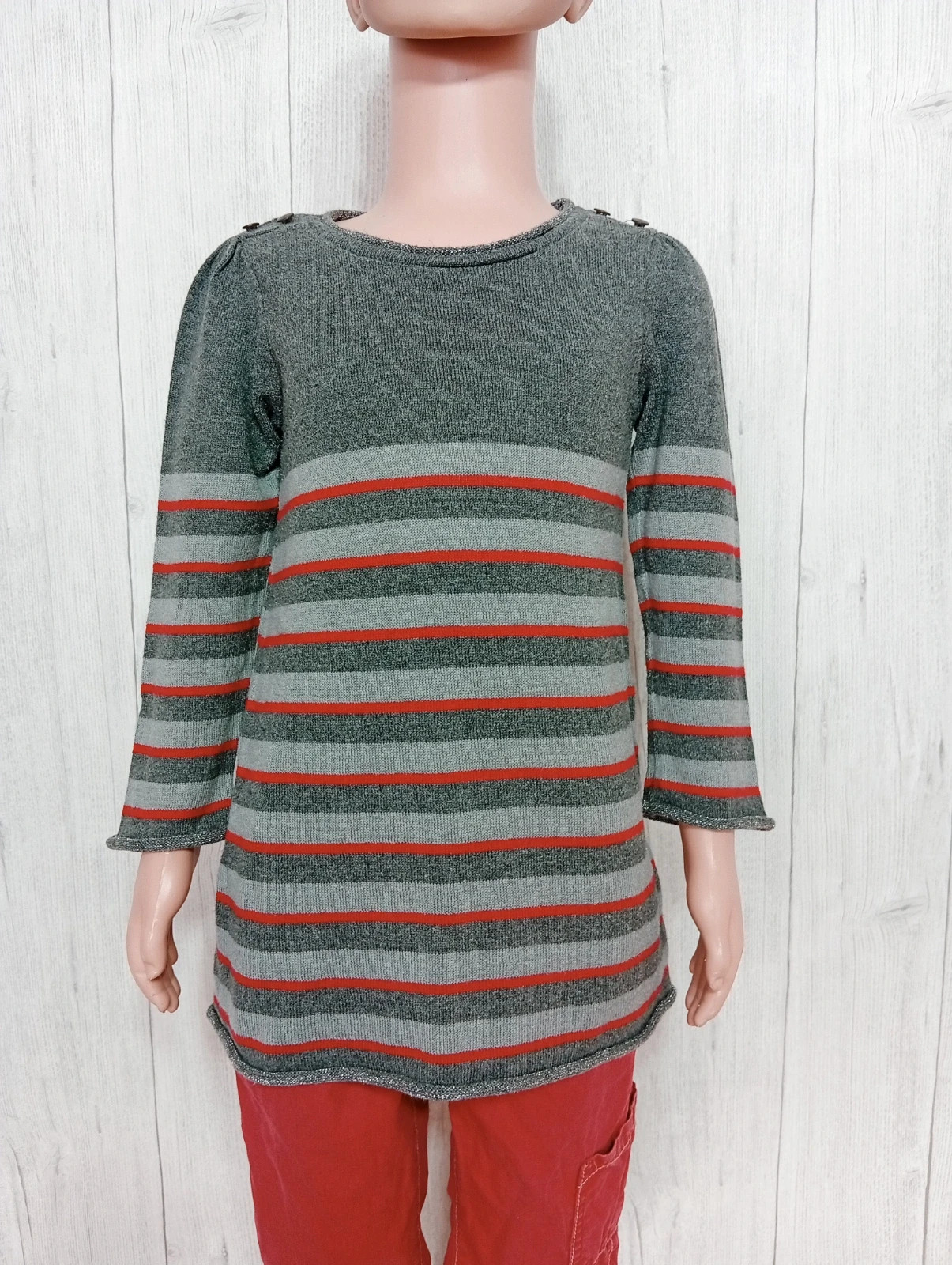 Robe courte fille- Taille 4 ans ( 102 cm) - tape a loeil- Couleur gris et rouge – Tape à l'œil – taille 4 ans / 104 cm