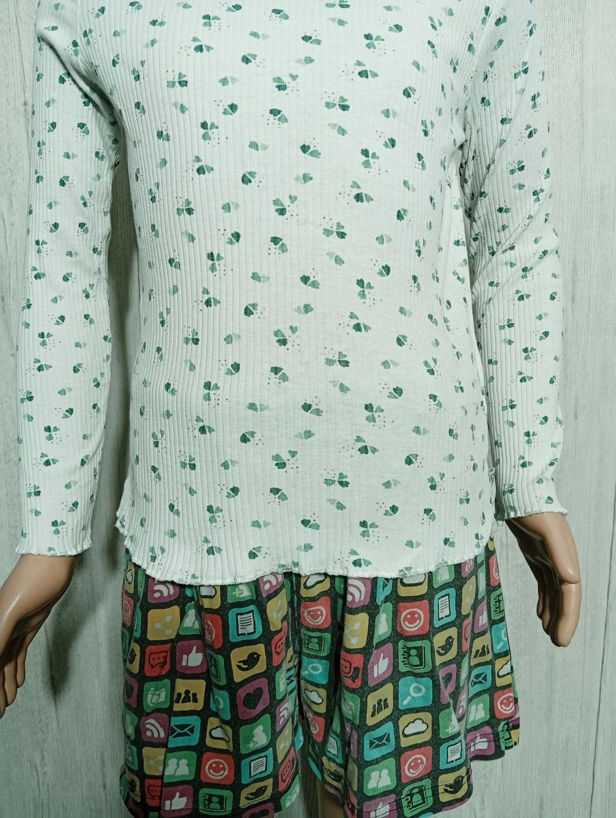 T-shirt manche longue fille - Taille 8 ans ( 128 cm) - okaidi - couleur blanc à motif vert – Okaïdi – taille 8 ans / 128 cm 3
