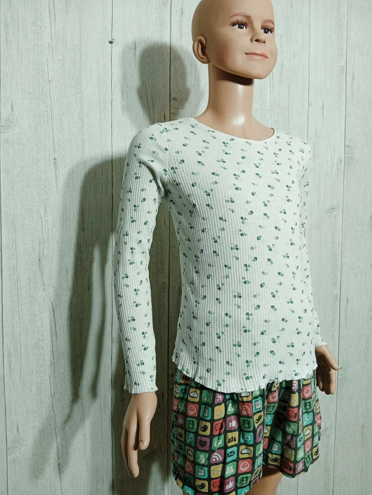 T-shirt manche longue fille - Taille 8 ans ( 128 cm) - okaidi - couleur blanc à motif vert – Okaïdi – taille 8 ans / 128 cm 4