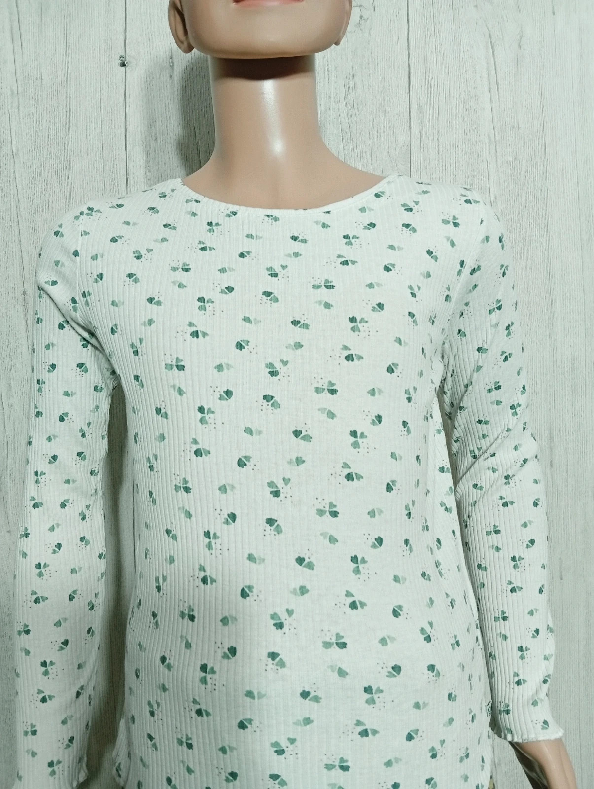 T-shirt manche longue fille - Taille 8 ans ( 128 cm) - okaidi - couleur blanc à motif vert – Okaïdi – taille 8 ans / 128 cm 2