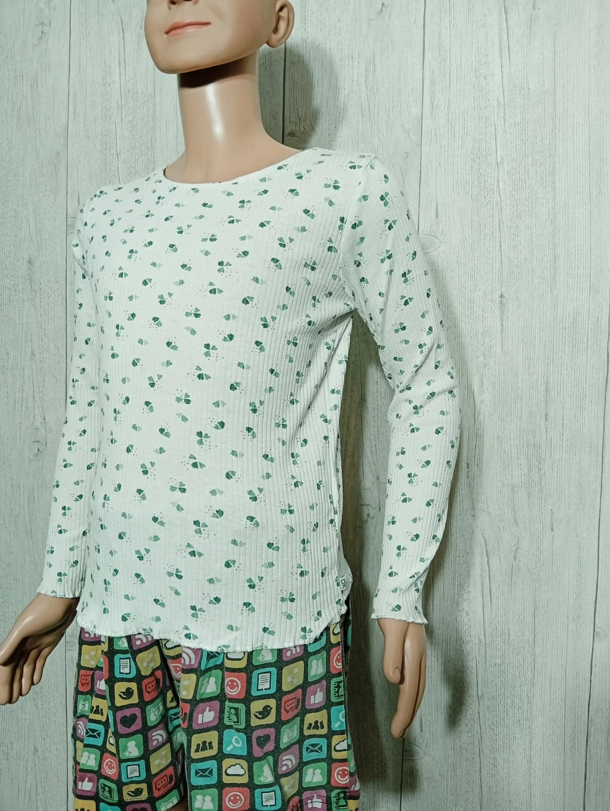 T-shirt manche longue fille - Taille 8 ans ( 128 cm) - okaidi - couleur blanc à motif vert – Okaïdi – taille 8 ans / 128 cm 5