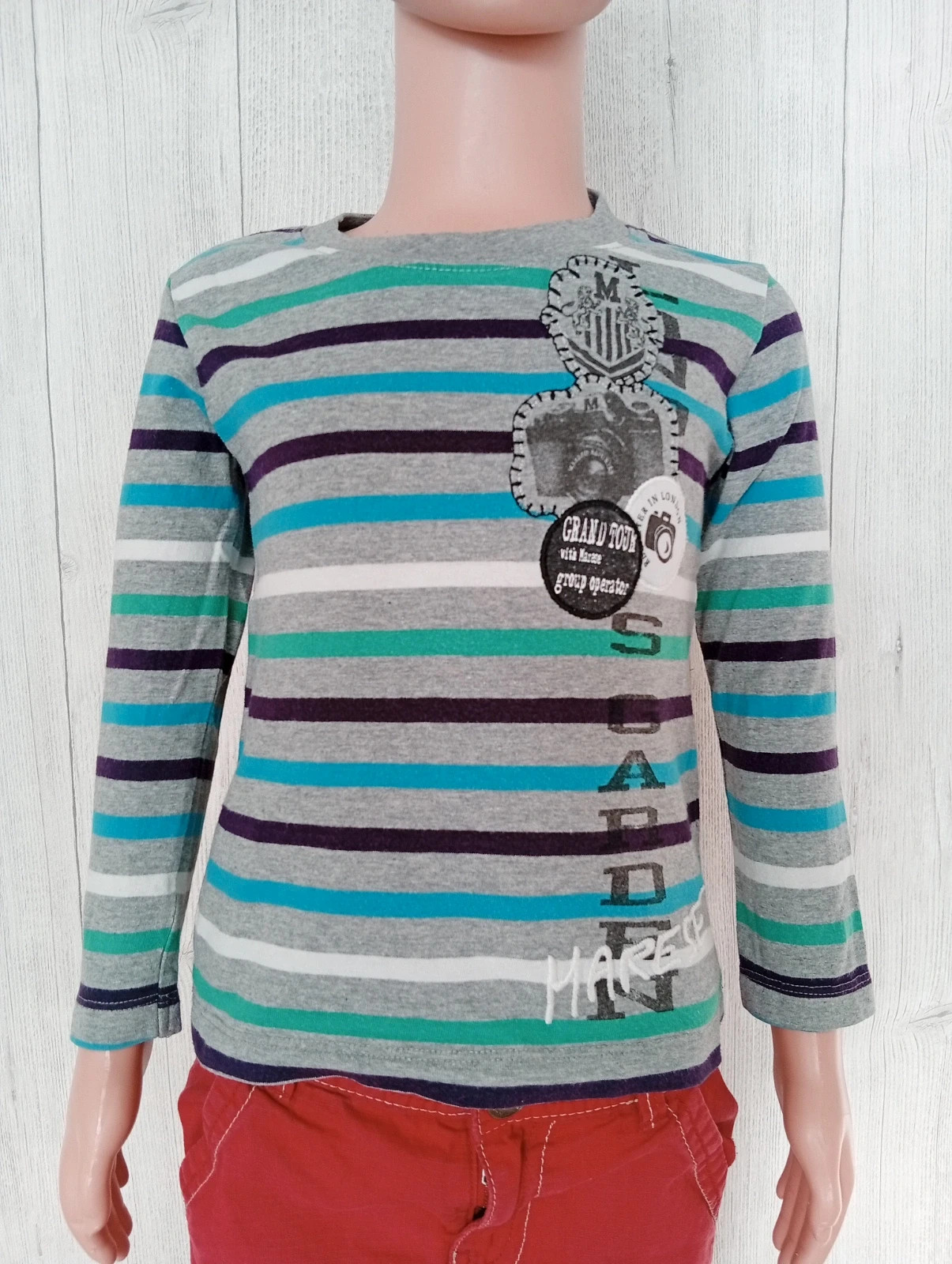 T-shirt manche longue garcon- Taille 2 ans ( 86 cm) - marese - couleur gris et multicolore